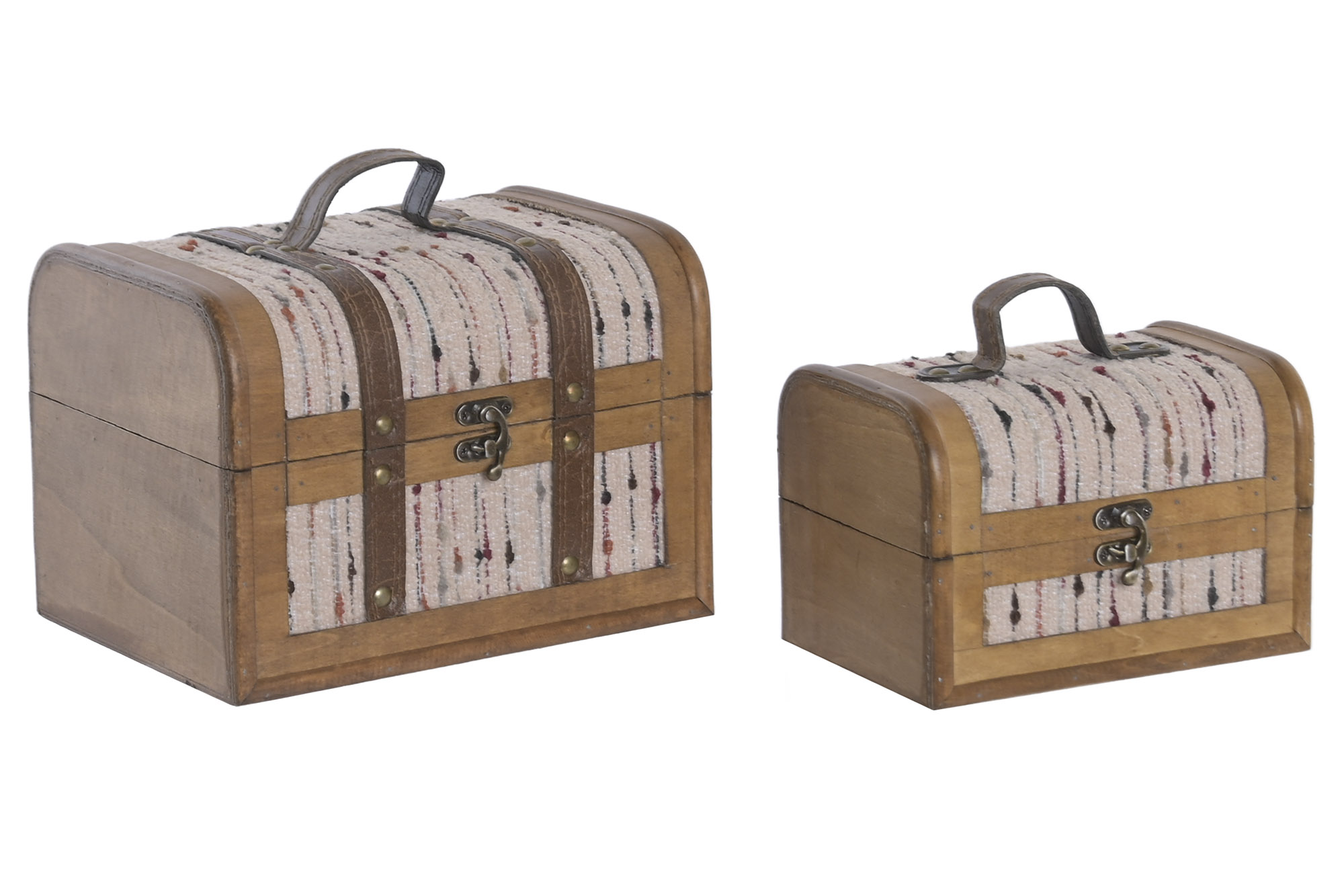 CAJA SET 2 MADERA POLIESTER 23X17X16 BAUL