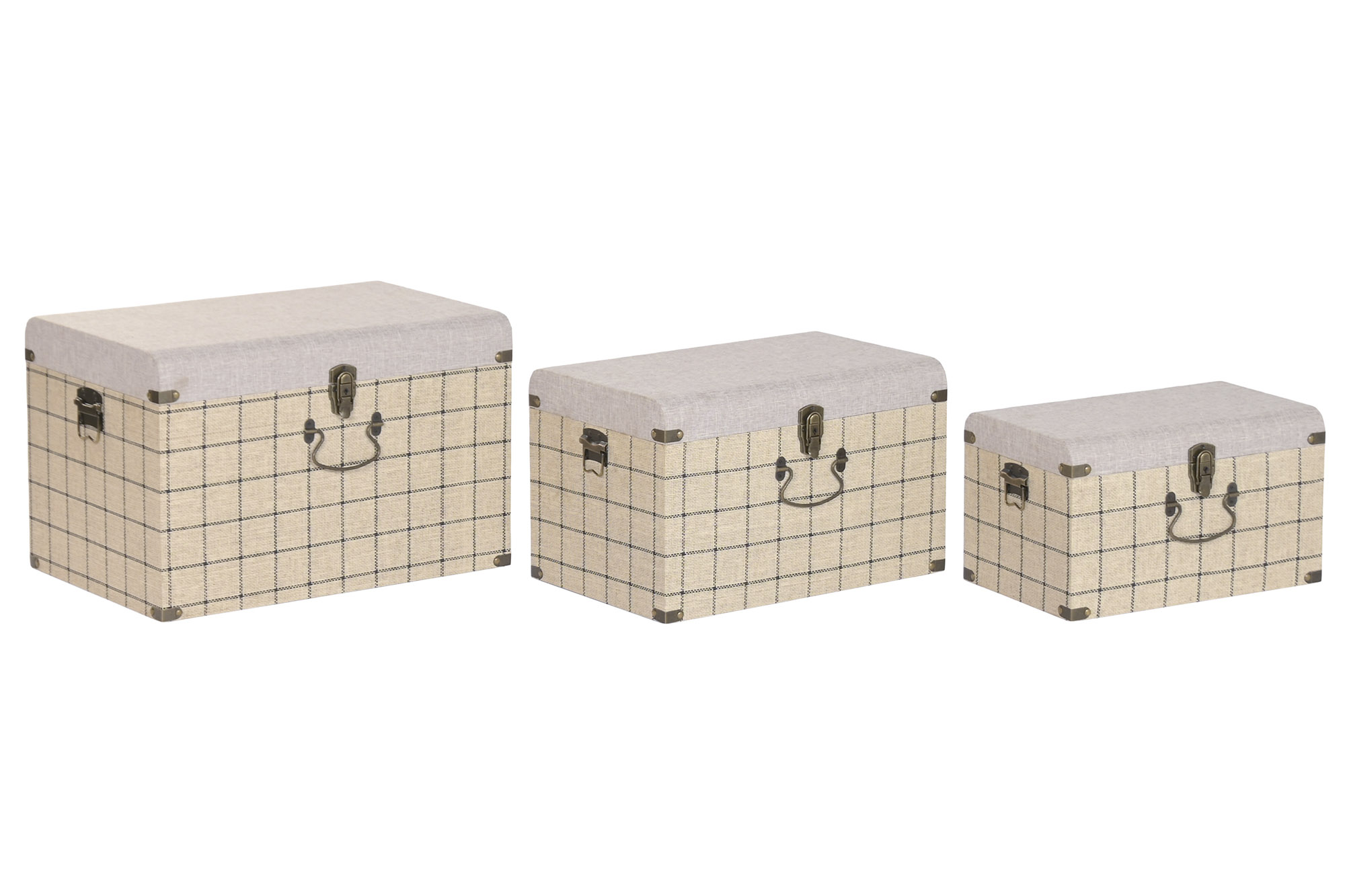 BAUL SET 3 POLIESTER MADERA 60X40X38 BEIGE