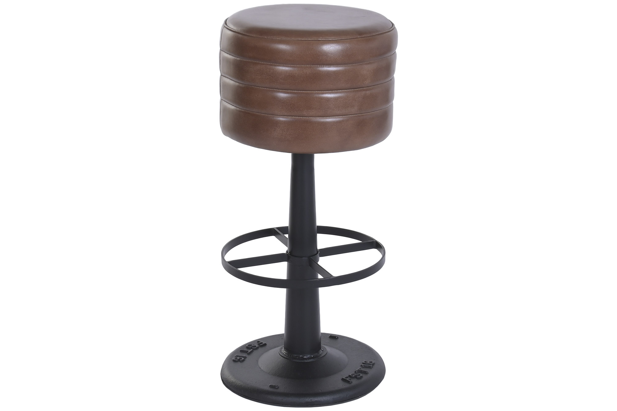 TABURETE PIEL METAL 36X36X78 MARRON