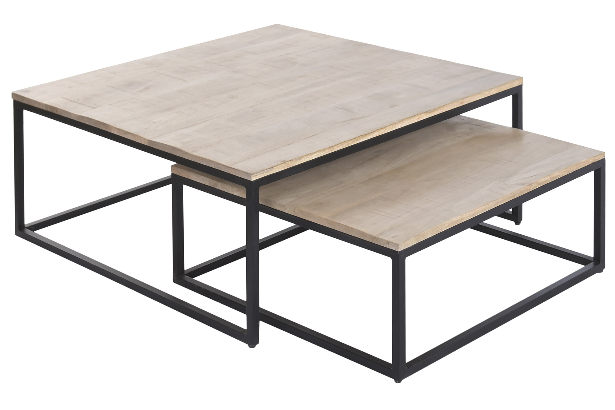 MESA CENTRO SET 2 METAL MANGO 90X90X40 NATURAL