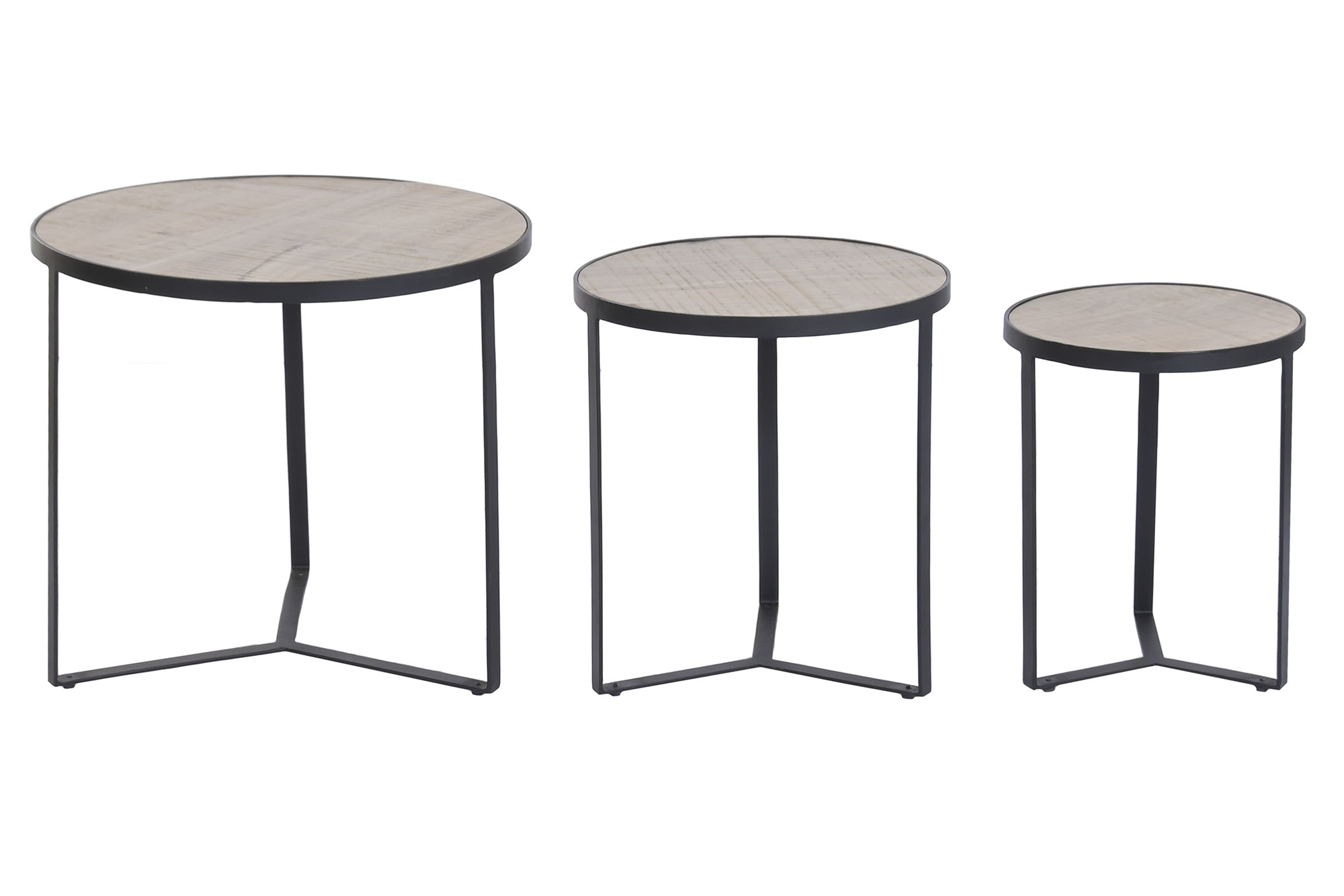 MESITA AUXILIAR SET 3 METAL MANGO 60X60X55 NATURAL