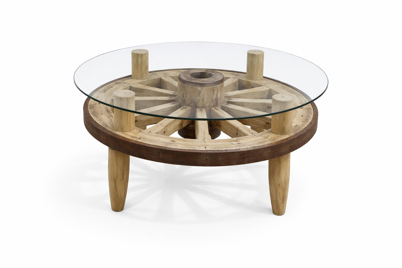 MESA CENTRO MADERA METAL 90X90X45 RUEDA