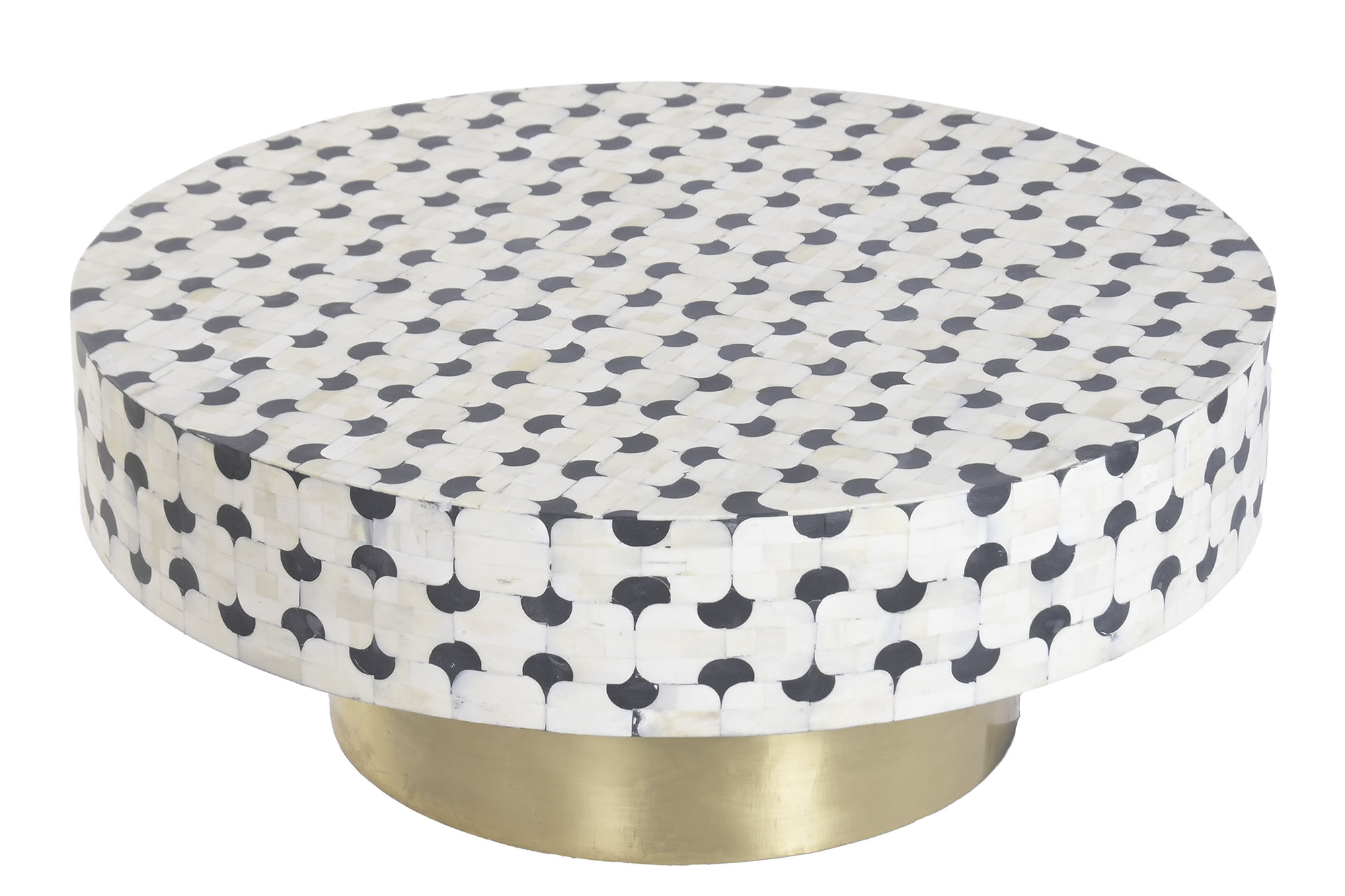 MESA CENTRO HUESO 100X100X42 TARACEA BICOLOR