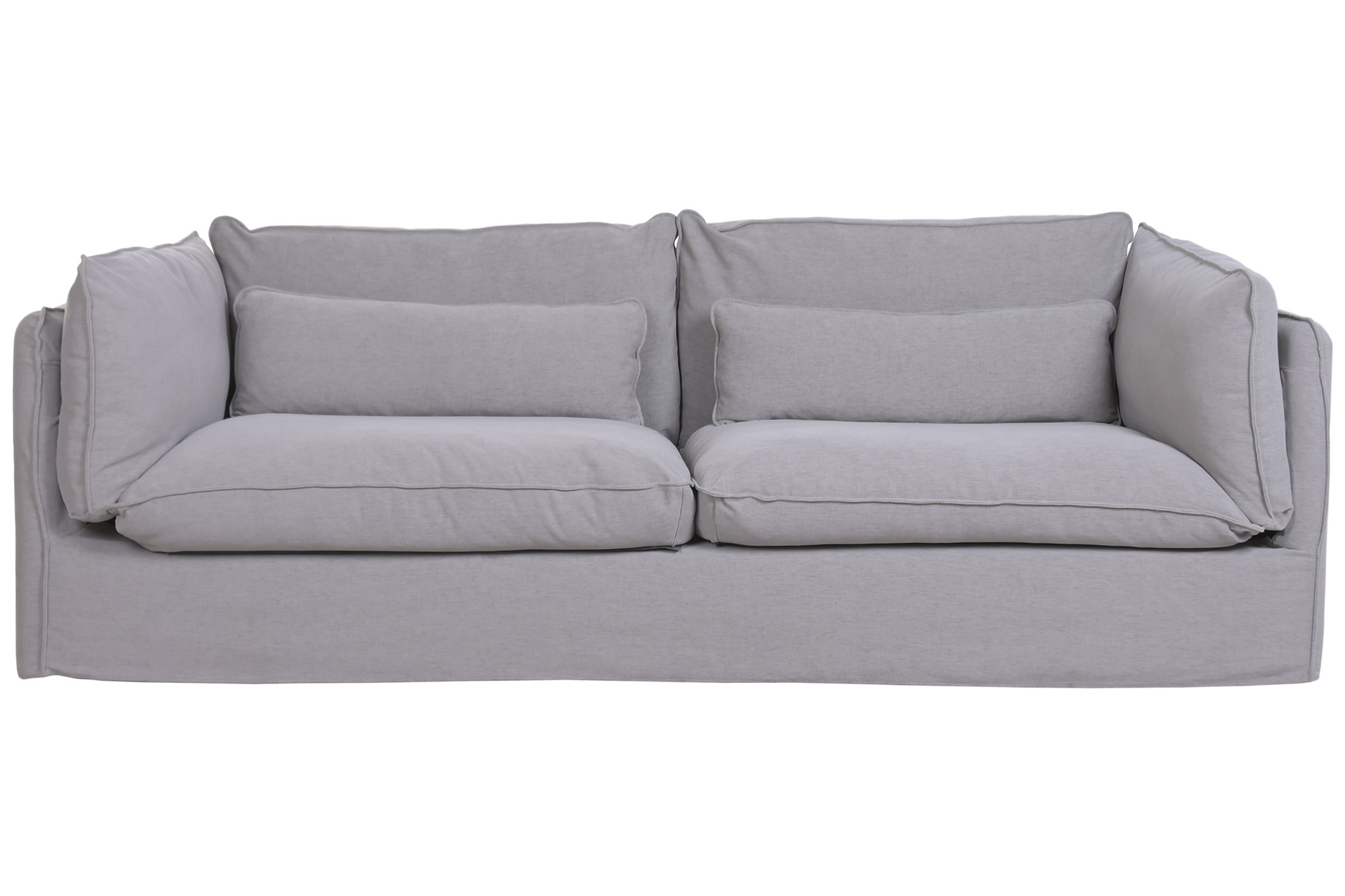 SOFA POLIESTER PLUMA 230X98X80 GRIS