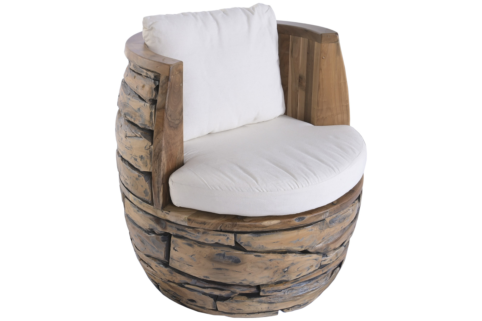 SILLON RAIZ DE TECA RECICLADA ALGODON 75X75X75