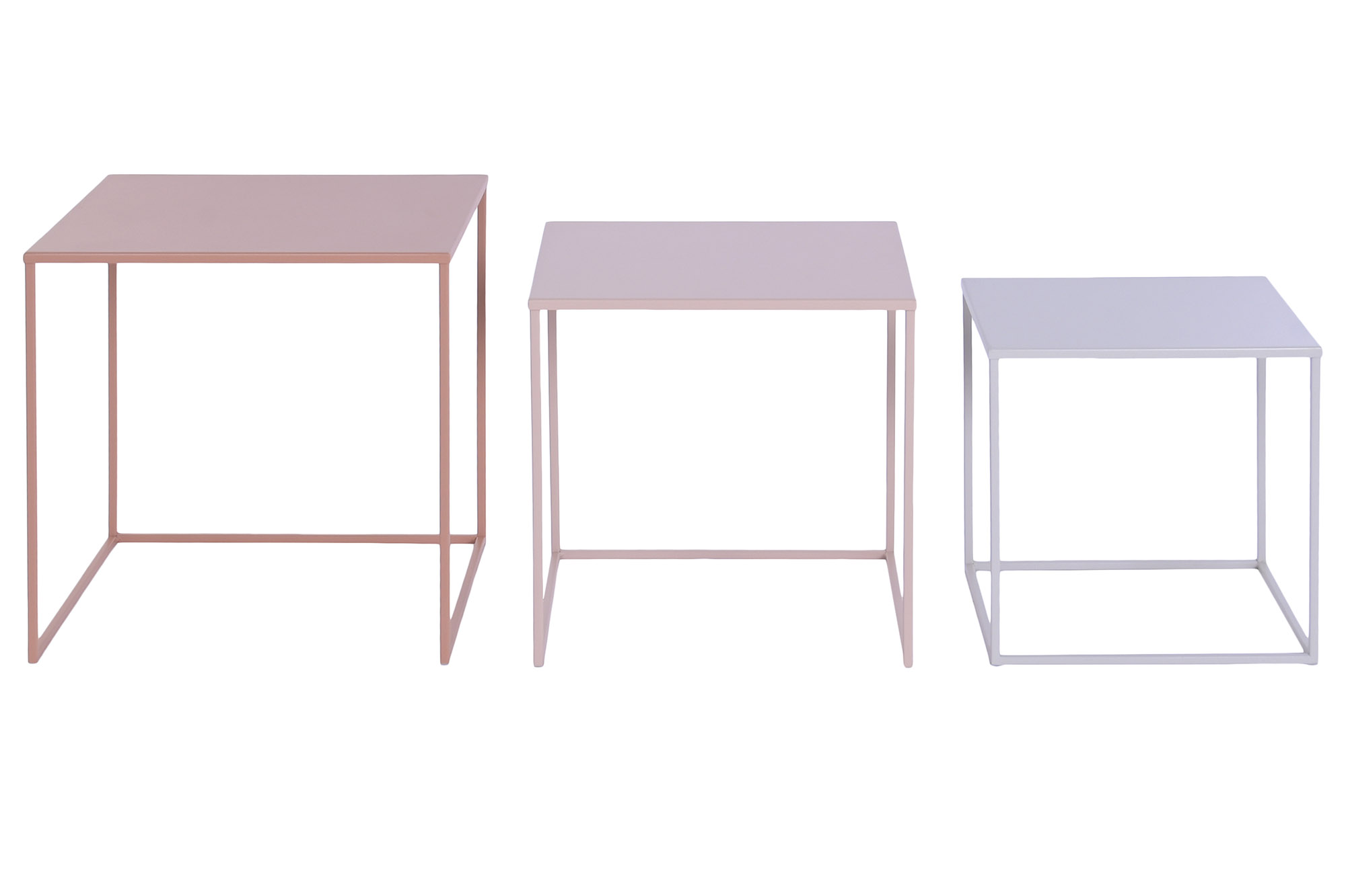 MESA CENTRO SET 3 METAL 45X45X45 ROSA PALO