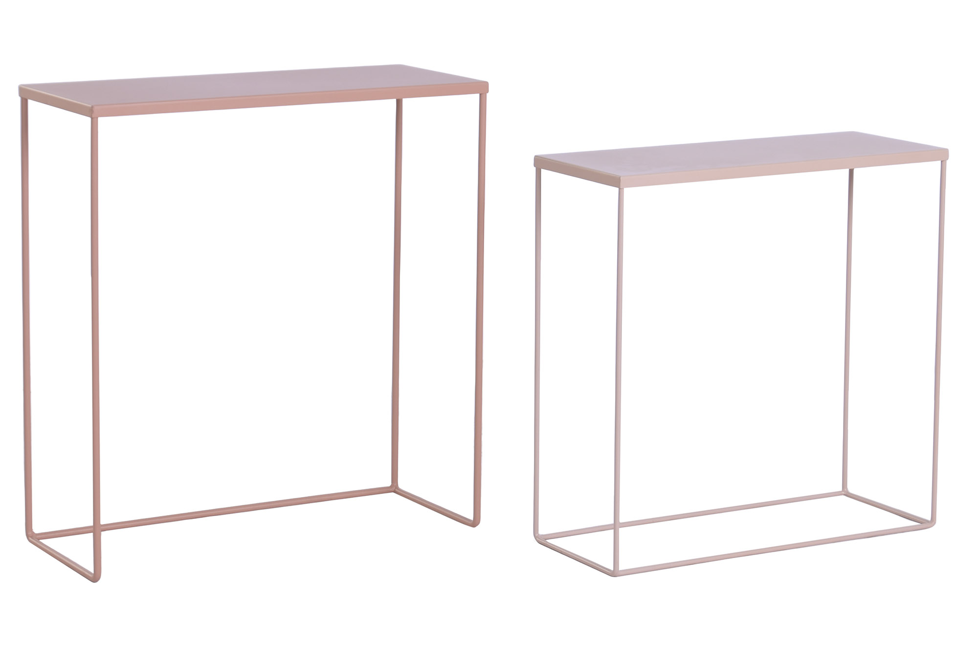 CONSOLA SET 2 METAL 60X25X64 ROSA PALO