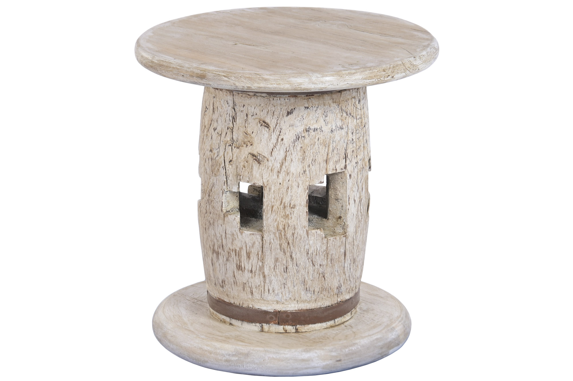 MESITA AUXILIAR MADERA TECA 40X40X40 EJE RUEDA