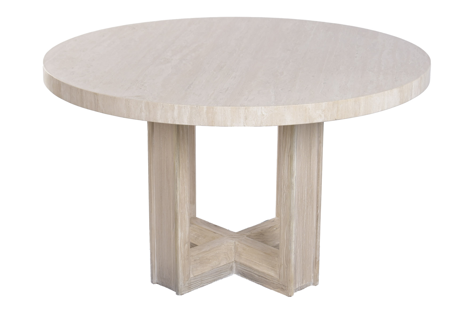 MESA REDONDA COMEDOR OLMO MACIZO MARMOL 130X130X76