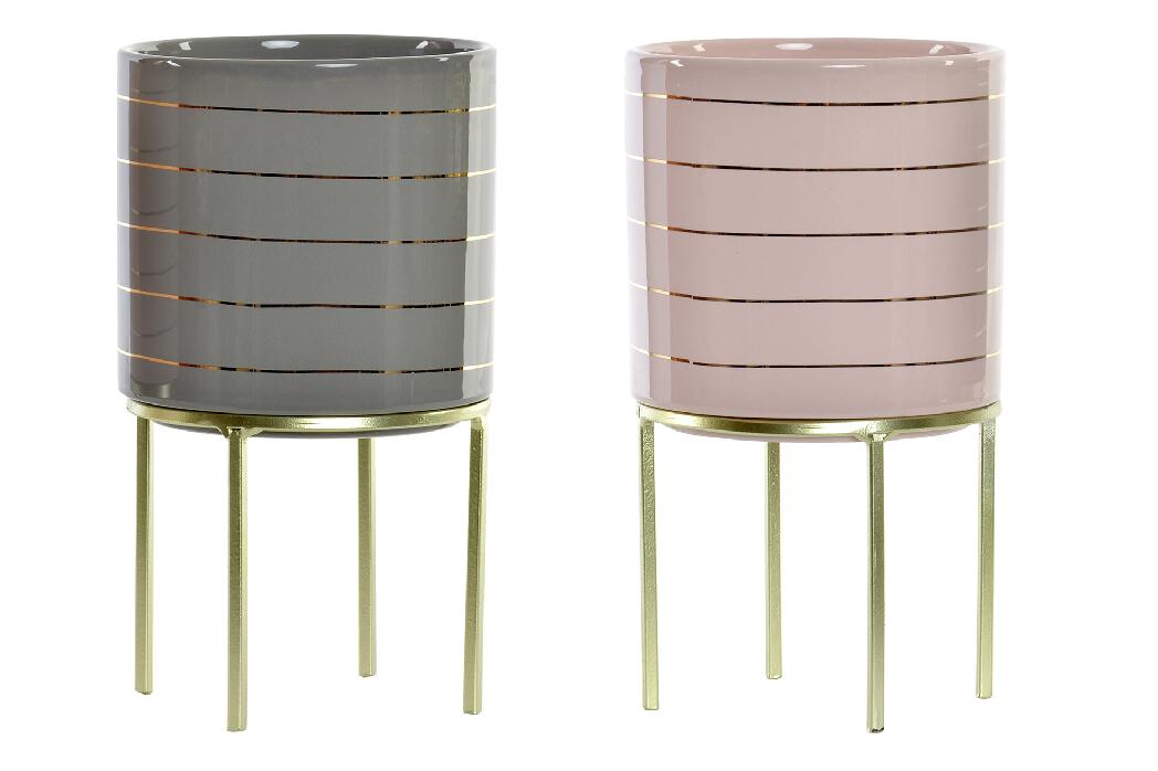MACETERO CERAMICA 12,2X12,2X21 12,2 RAYAS 2 SURT.