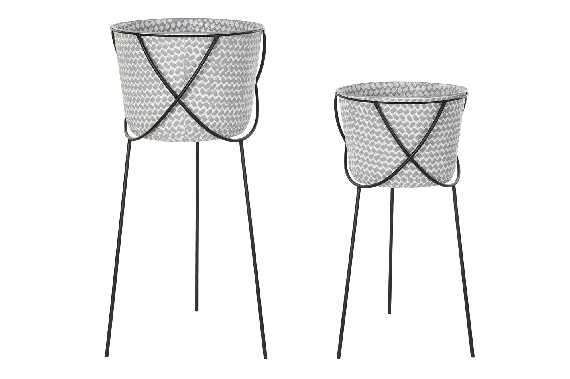 MACETERO SET 2 METAL HIERRO 37X37X82 GRIS