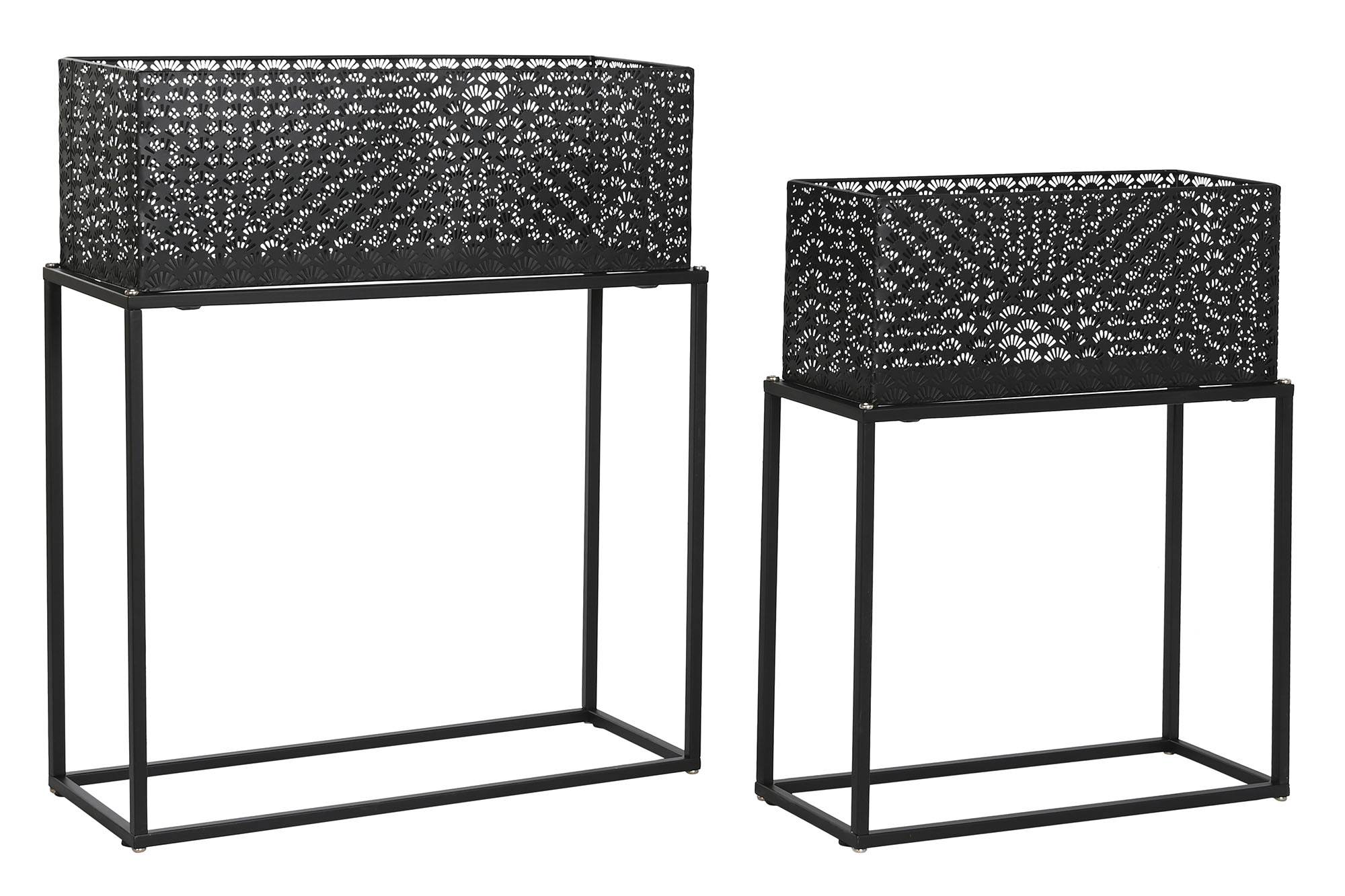 MACETERO SET 2 METAL 60X22X70 NEGRO