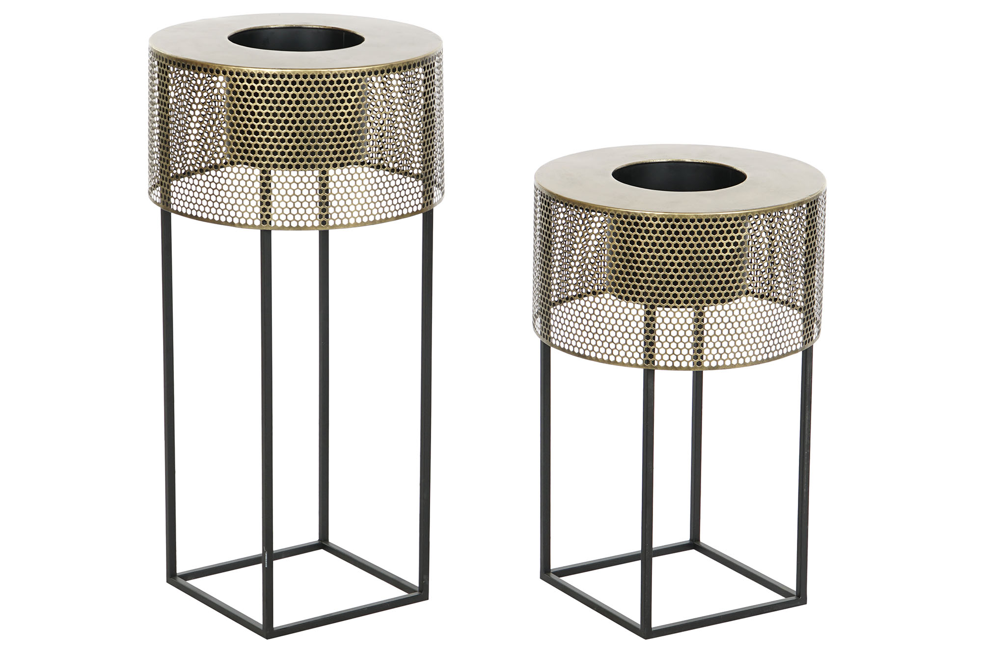 MACETERO SET 2 METAL 33X33X67 NEGRO