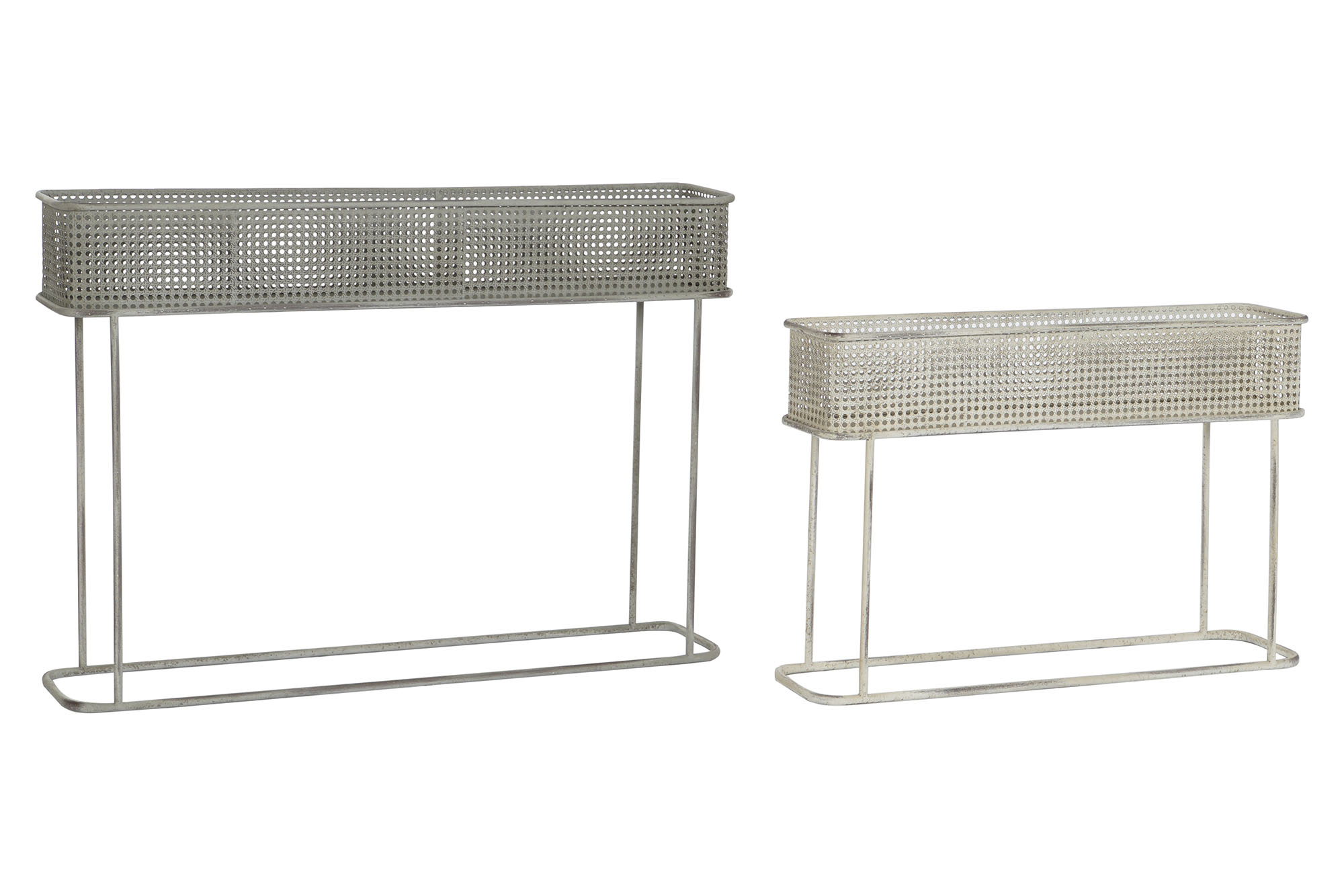 MACETERO SET 2 METAL 100X22X70 ENVEJECIDO GRIS