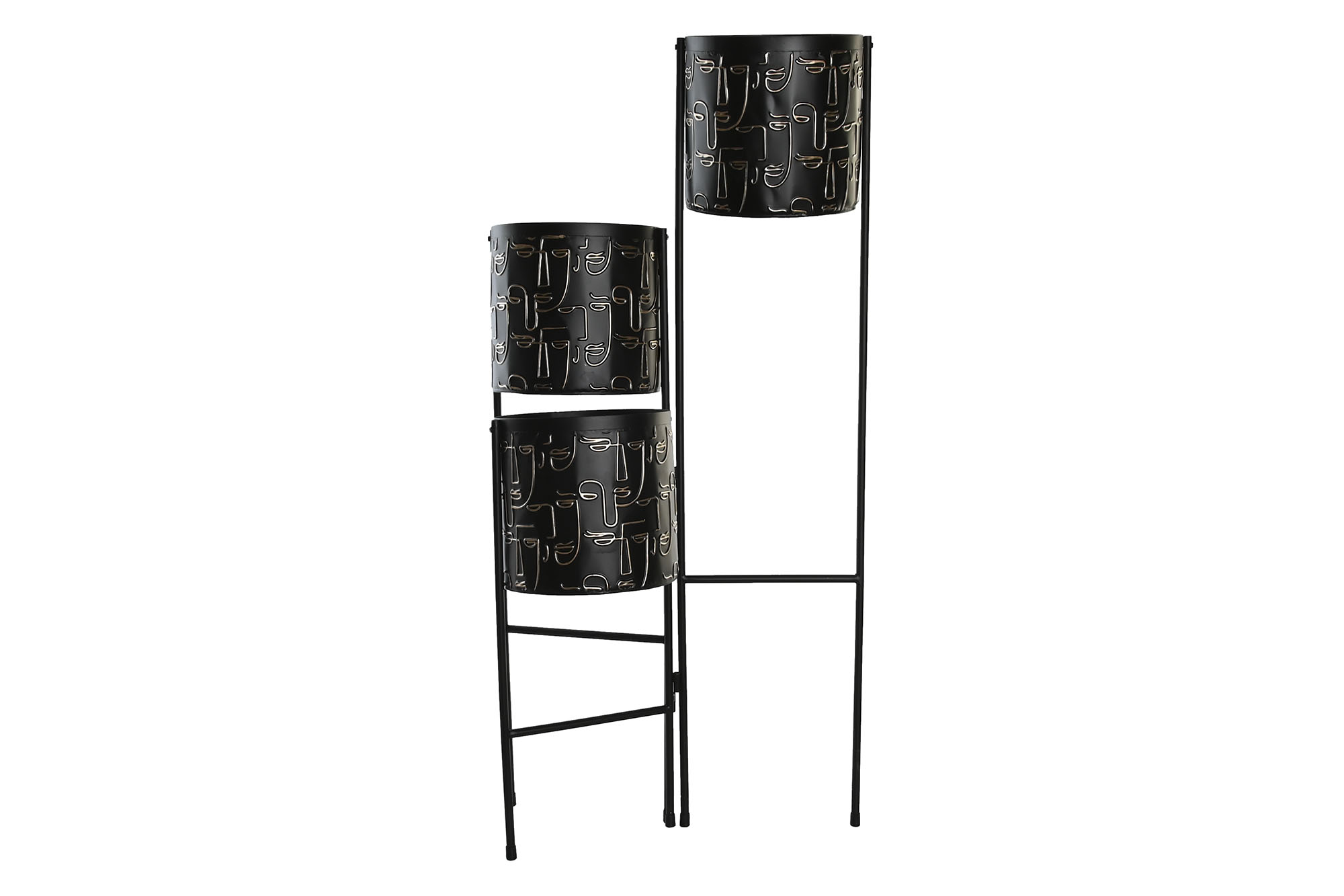MACETERO METAL 22X22X93 CARAS NEGRO