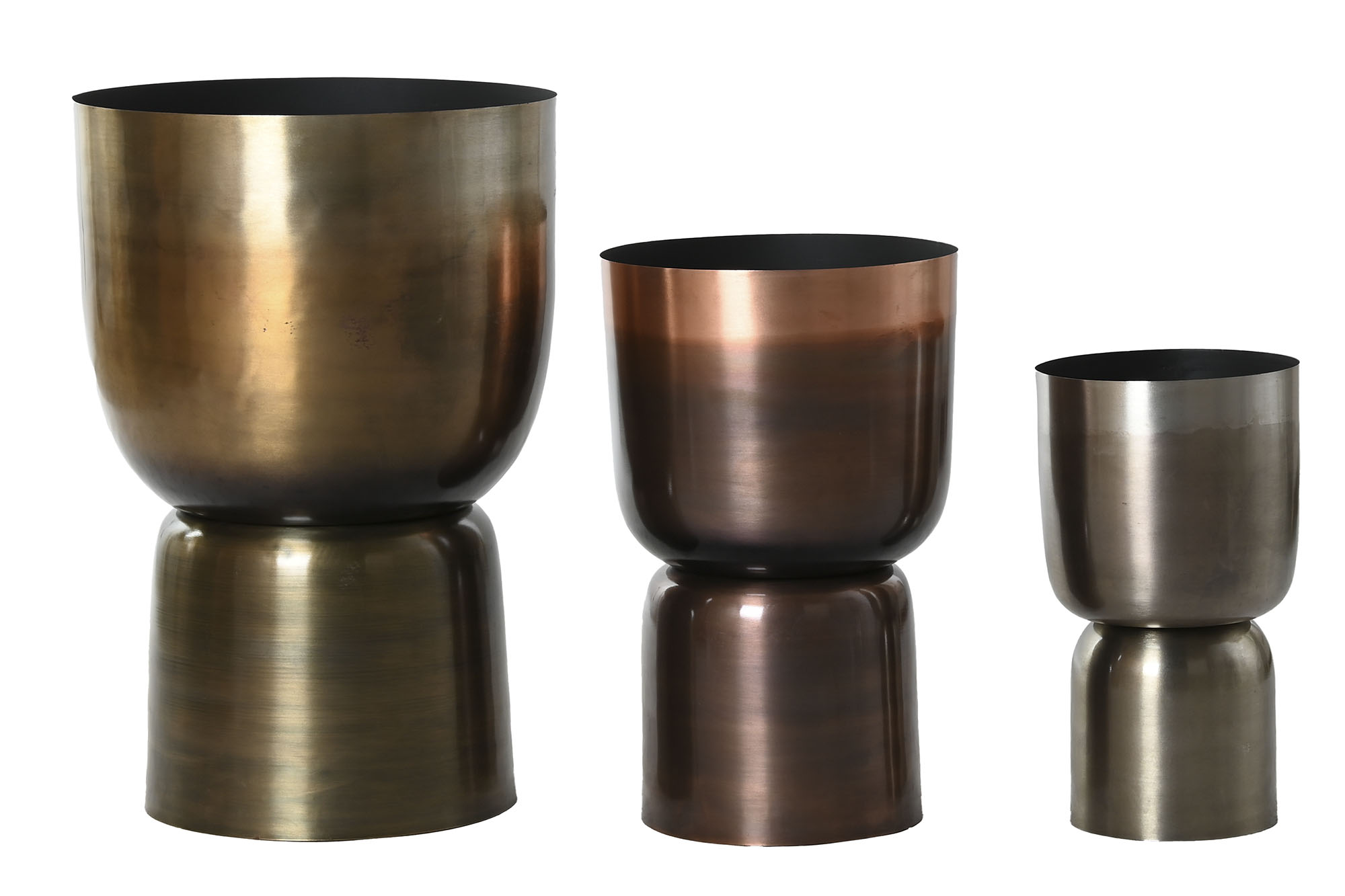 MACETERO SET 3 METAL 40X40X62 PATINADO DORADO