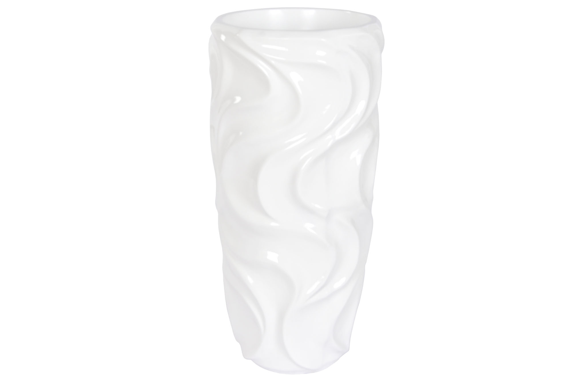 MACETERO FIBRA VIDRIO 35X35X71 ONDAS LACADO BLANCO