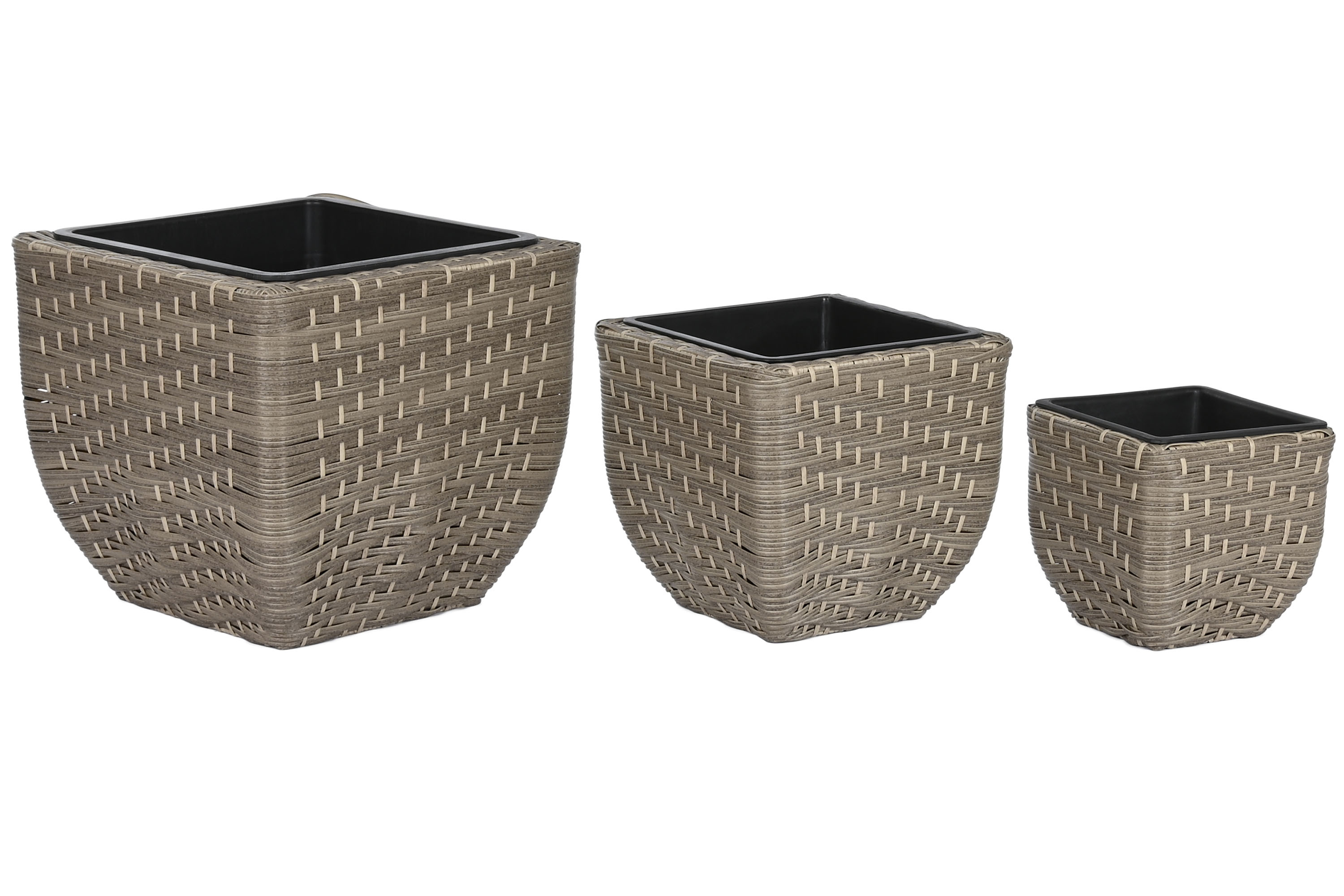 MACETERO SET 3 RATAN SINTETICO PP 40X40X36 NATURAL
