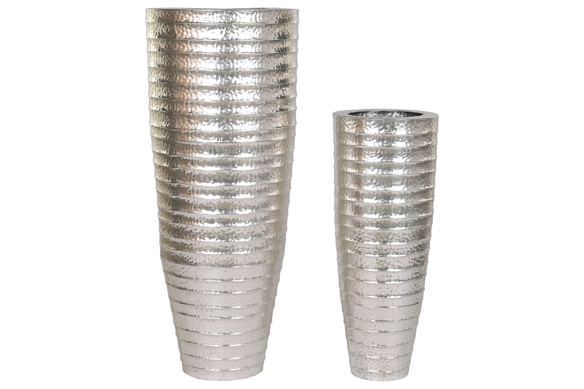 MACETERO SET 2 METAL 51X51X122 PLATEADO