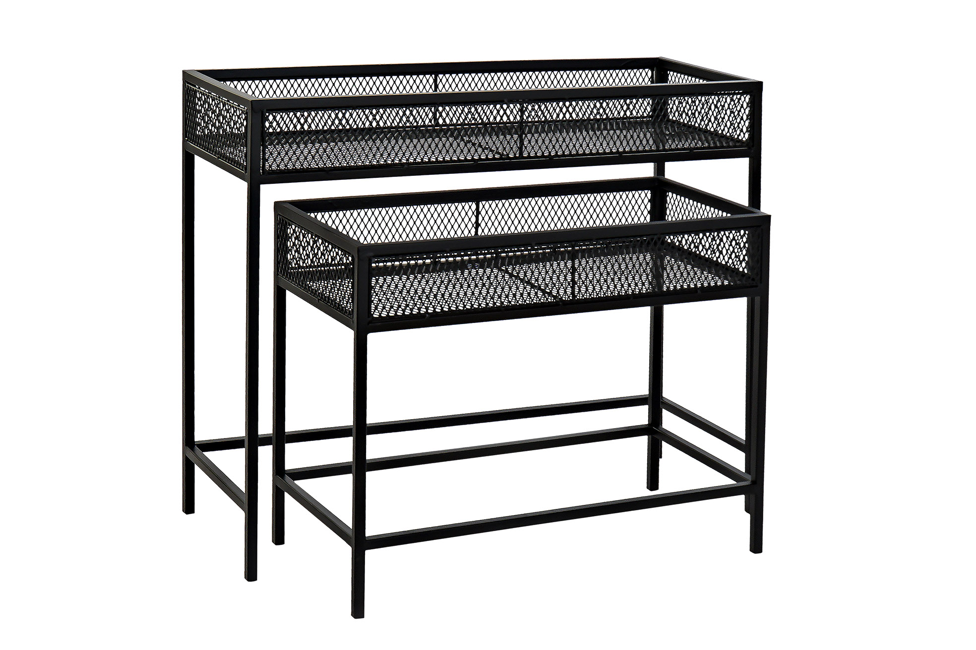 MACETERO SET 2 METAL 70X25X60,5 55X25X45 NEGRO