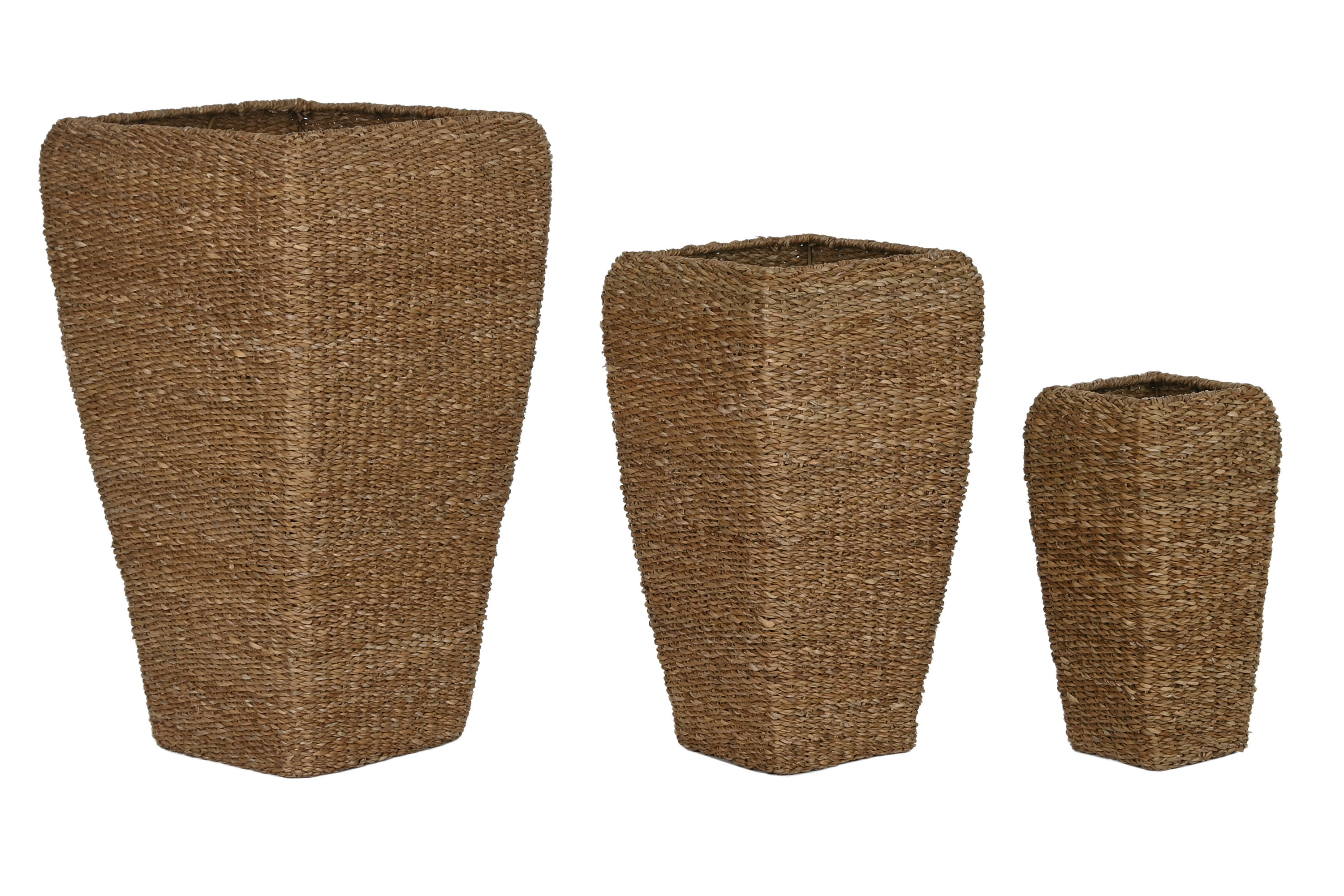 MACETERO SET 3 SEAGRASS METAL 40X40X70 NATURAL