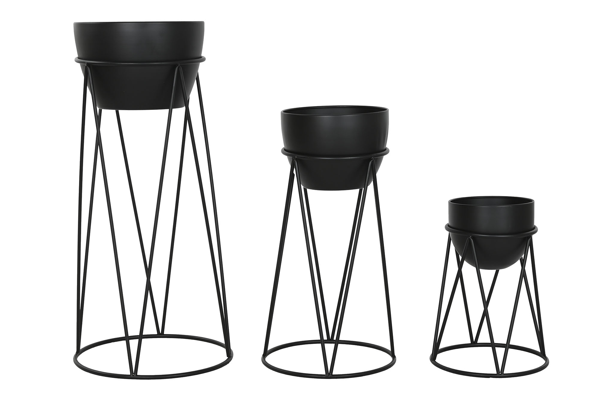 MACETERO SET 3 METAL 38X38X80 NEGRO