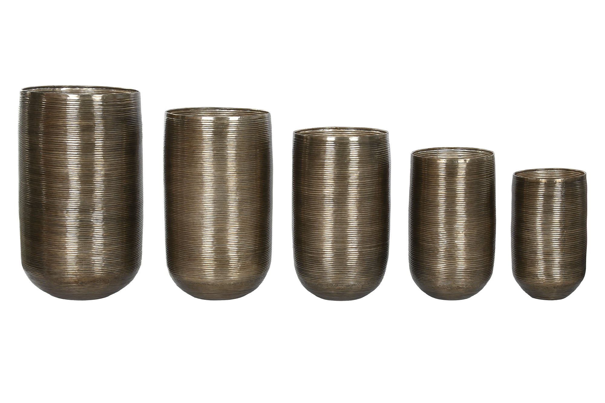 MACETERO SET 5 ALUMINIO 51X51X90 ENVEJECIDO COBRE