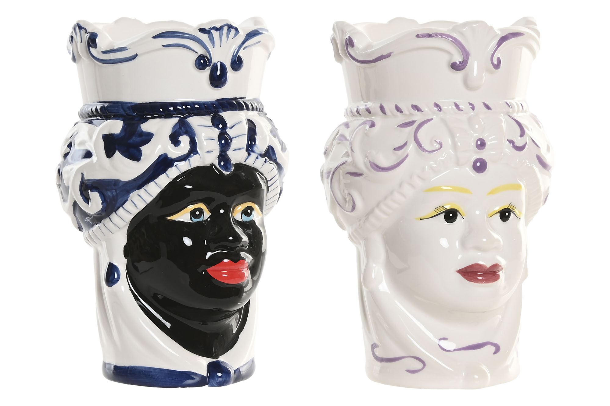 MACETERO PORCELANA 12X12X20 CABEZA SICILIANA 2 SUR