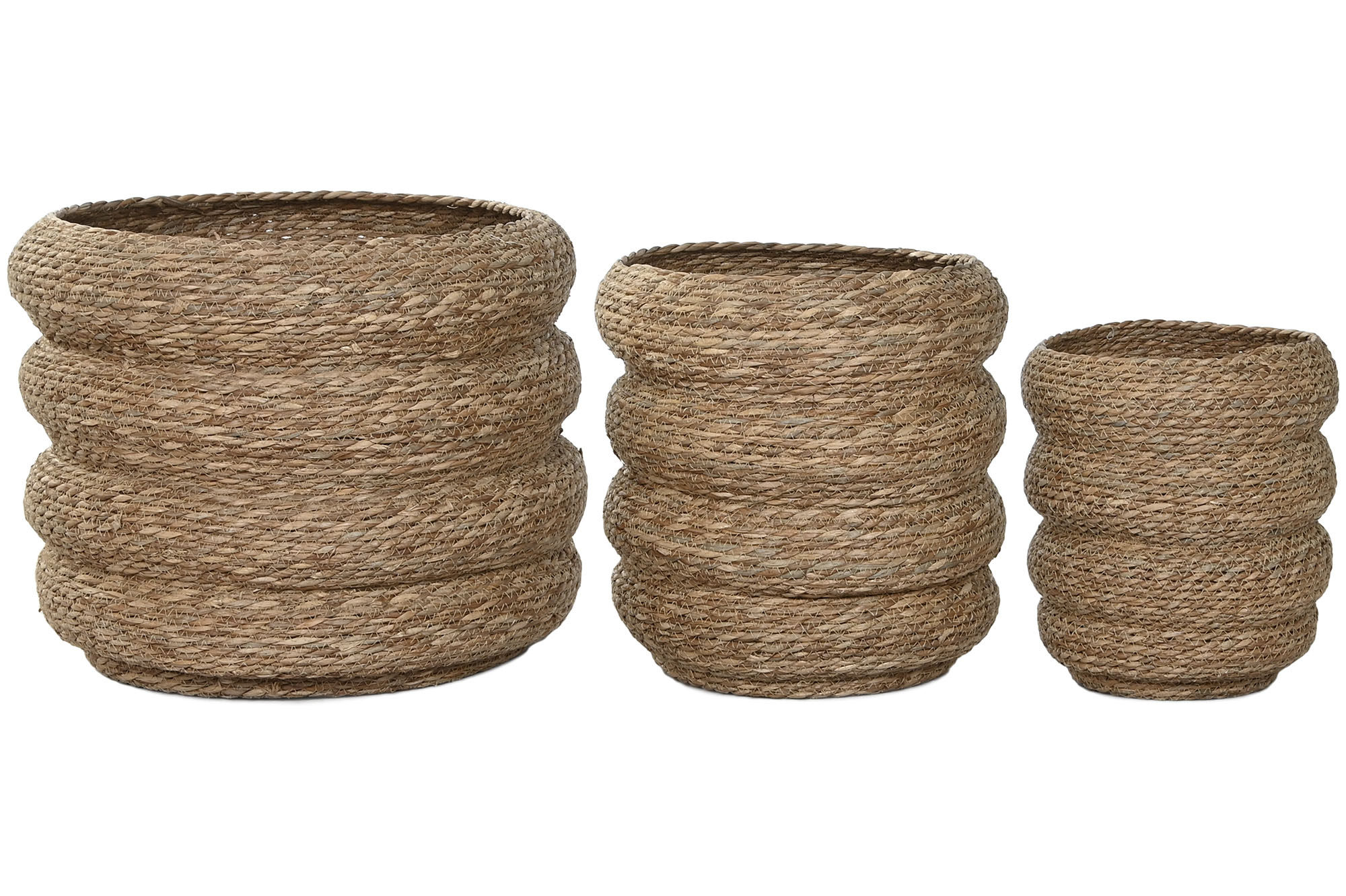 MACETERO SET 3 FIBRA TRENZADA 42X42X39 NATURAL