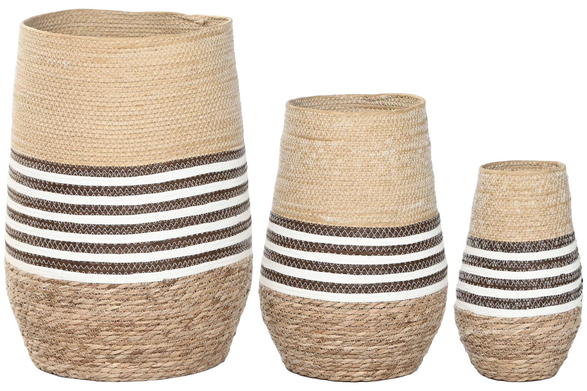 MACETERO SET 3 FIBRA TRENZADA 31X31X51,5 NATURAL