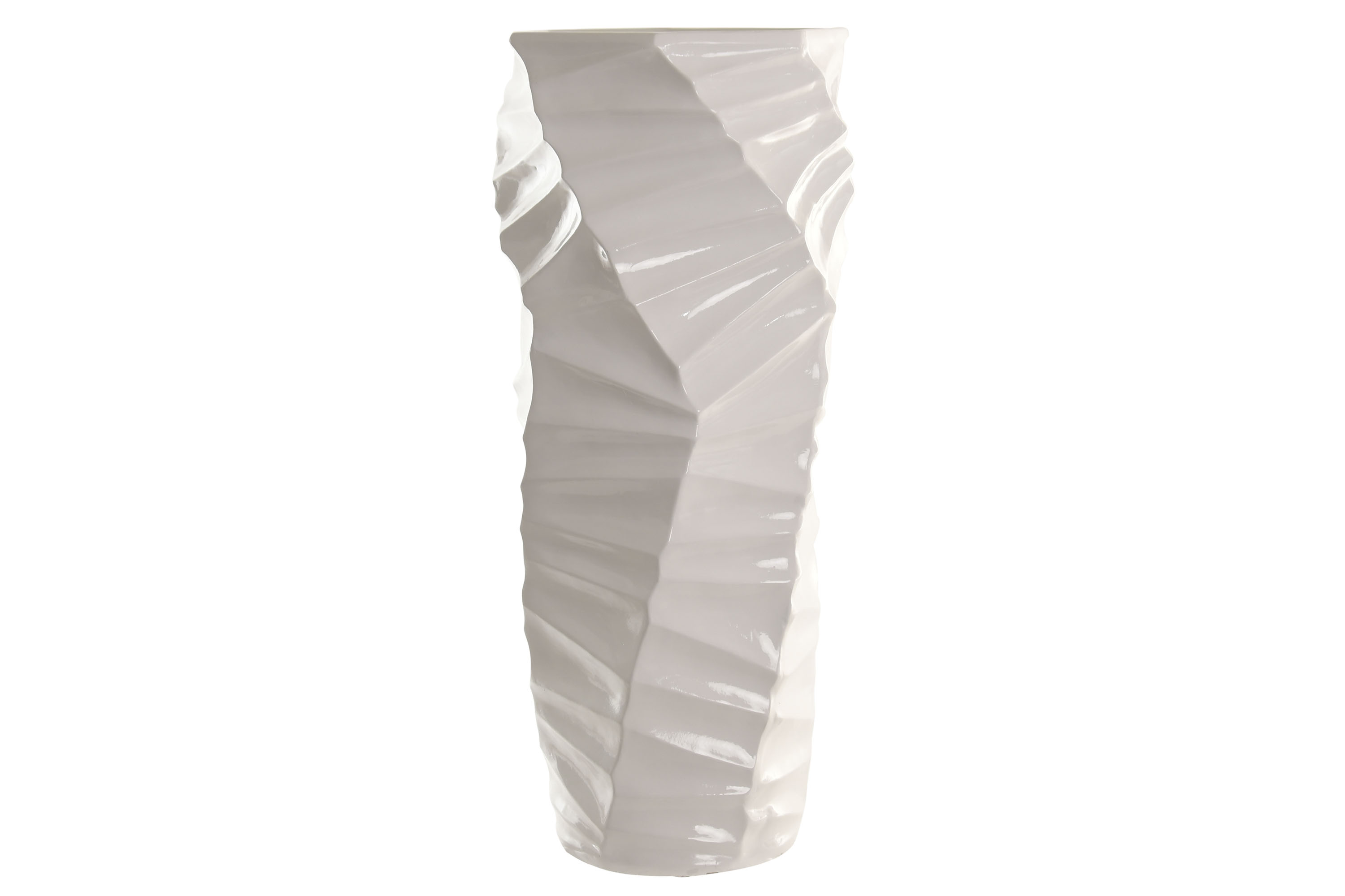 MACETERO FIBRA VIDRIO 40X40X92 GEOMETRICO BLANCO