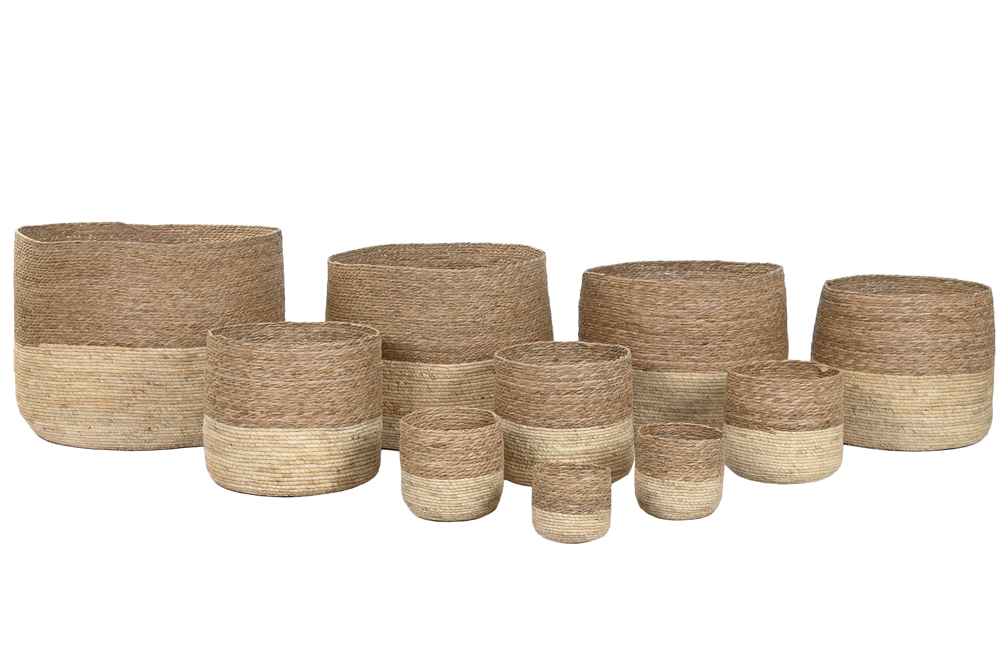 MACETERO SET 10 FIBRA 68X68X53 NATURAL BICOLOR