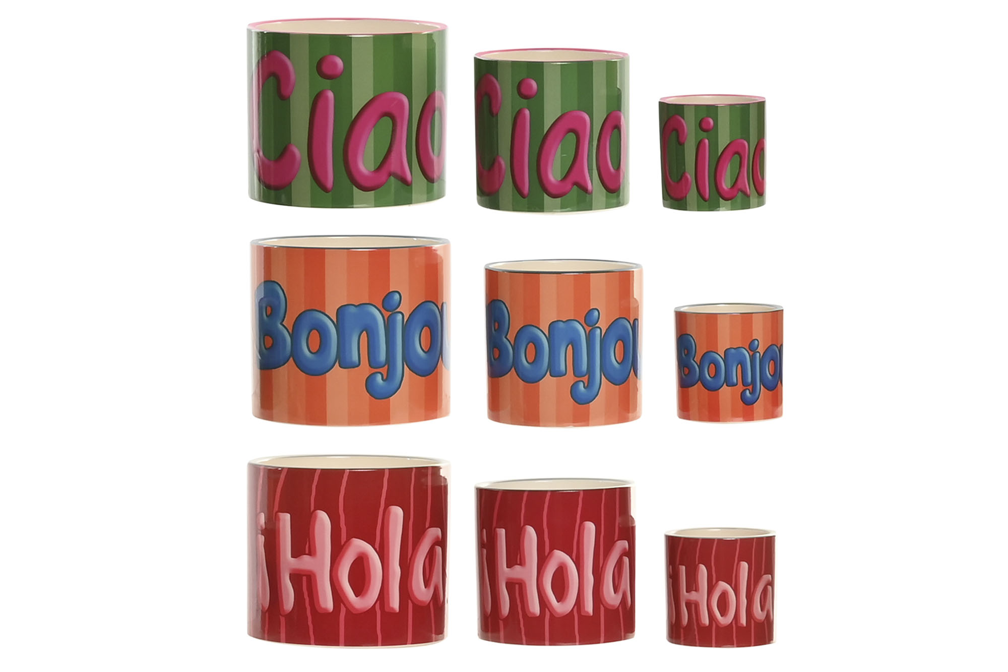 MACETERO SET 3 CERAMICA 13,6X13,6X11,8 HOLA 3 SURT