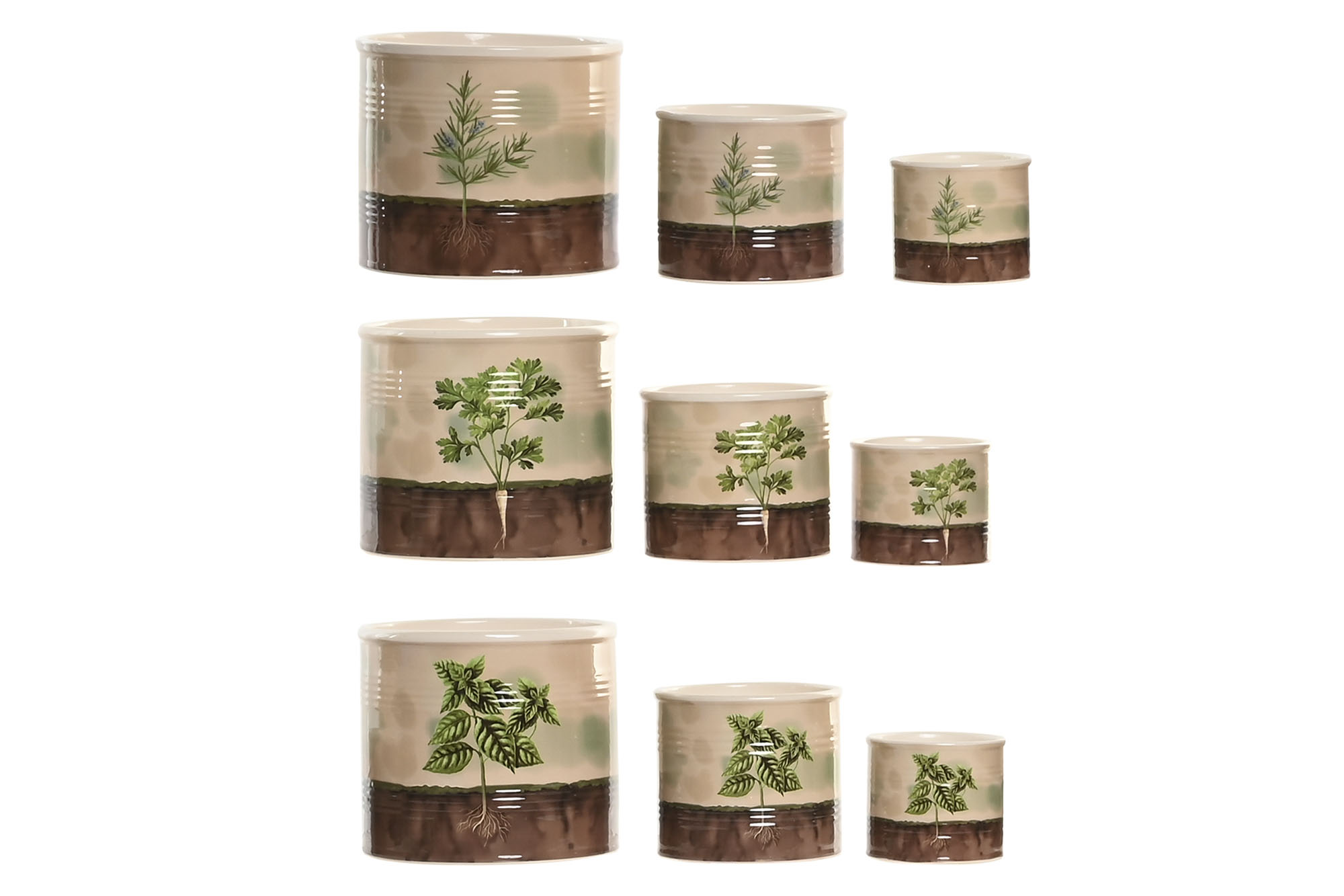 MACETERO SET 3 CERAMICA 13,6X13,6X11,8 HIERBAS 3 S