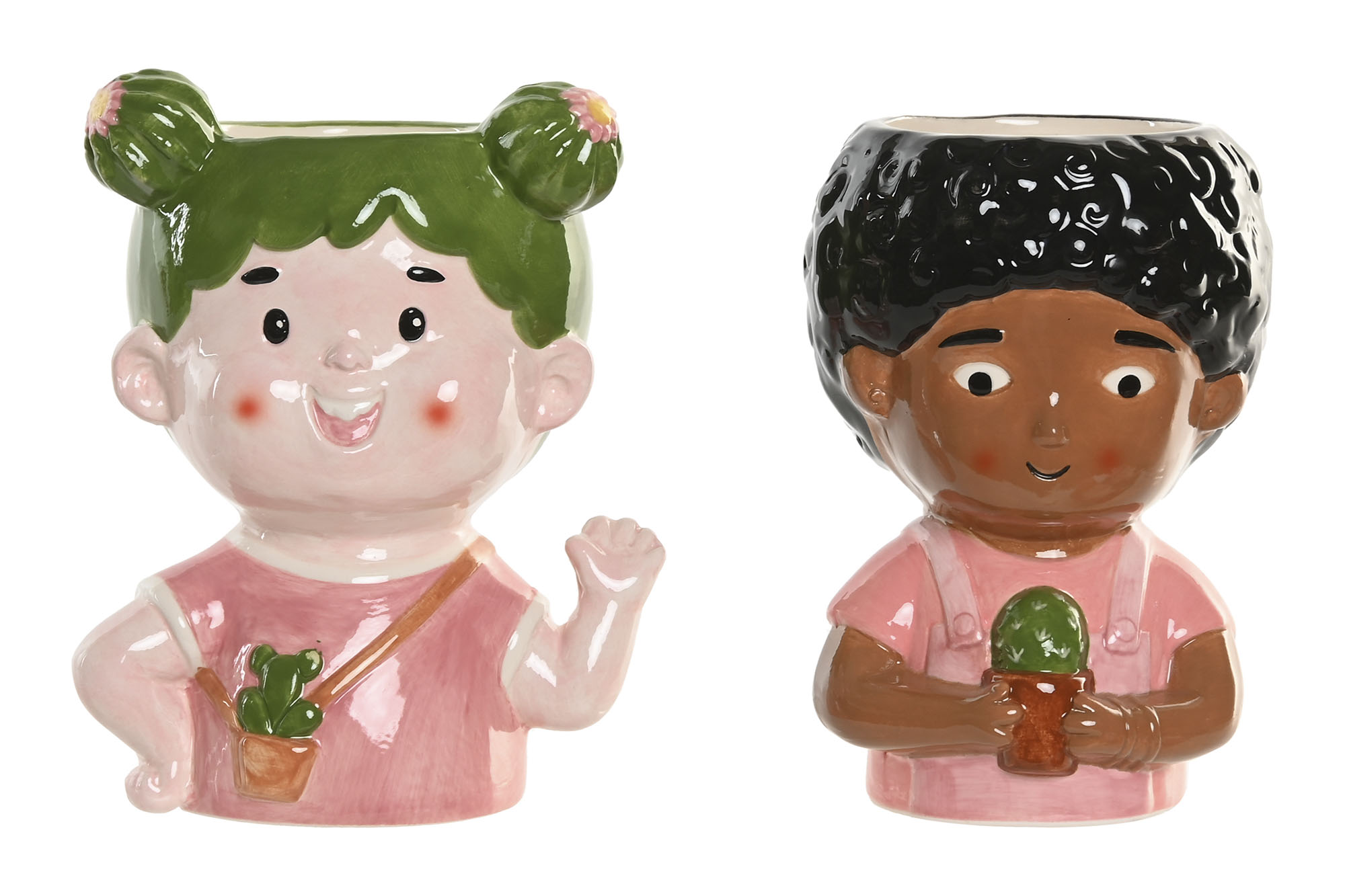 MACETERO CERAMICA 11X11X16 CHICA CACTUS 2 SURT.