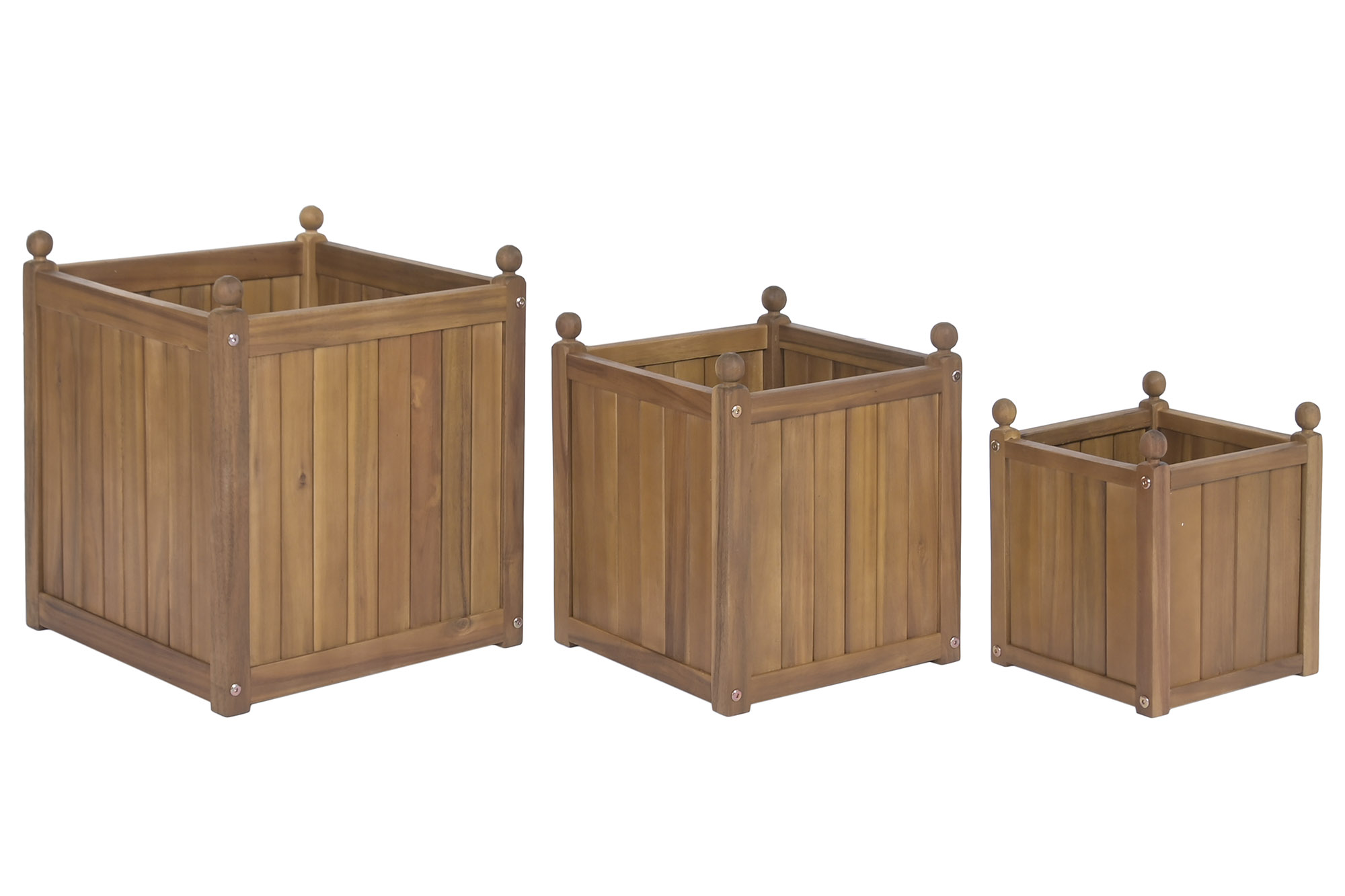 MACETERO SET 3 ACACIA 40X40X46 NATURAL MARRON