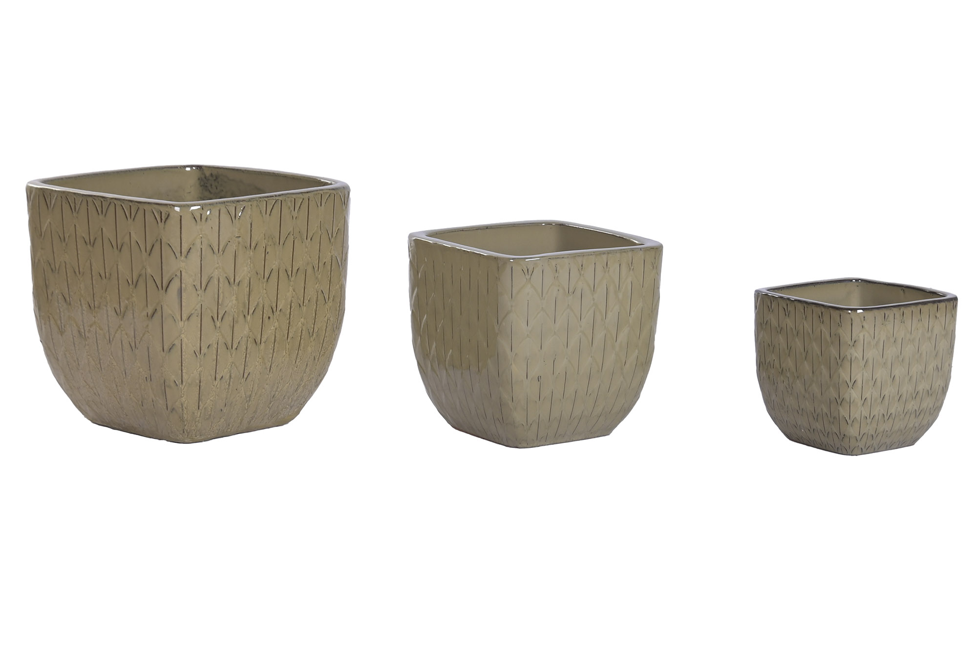 MACETERO SET 3 CERAMICA VIDRIADA 38X38X35