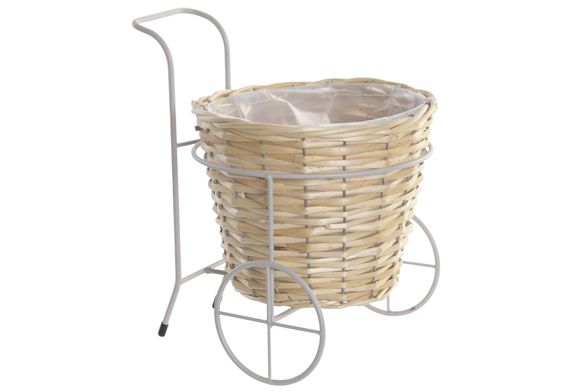 MACETERO METAL FIBRA 22X29X29 CARRO NATURAL CREMA
