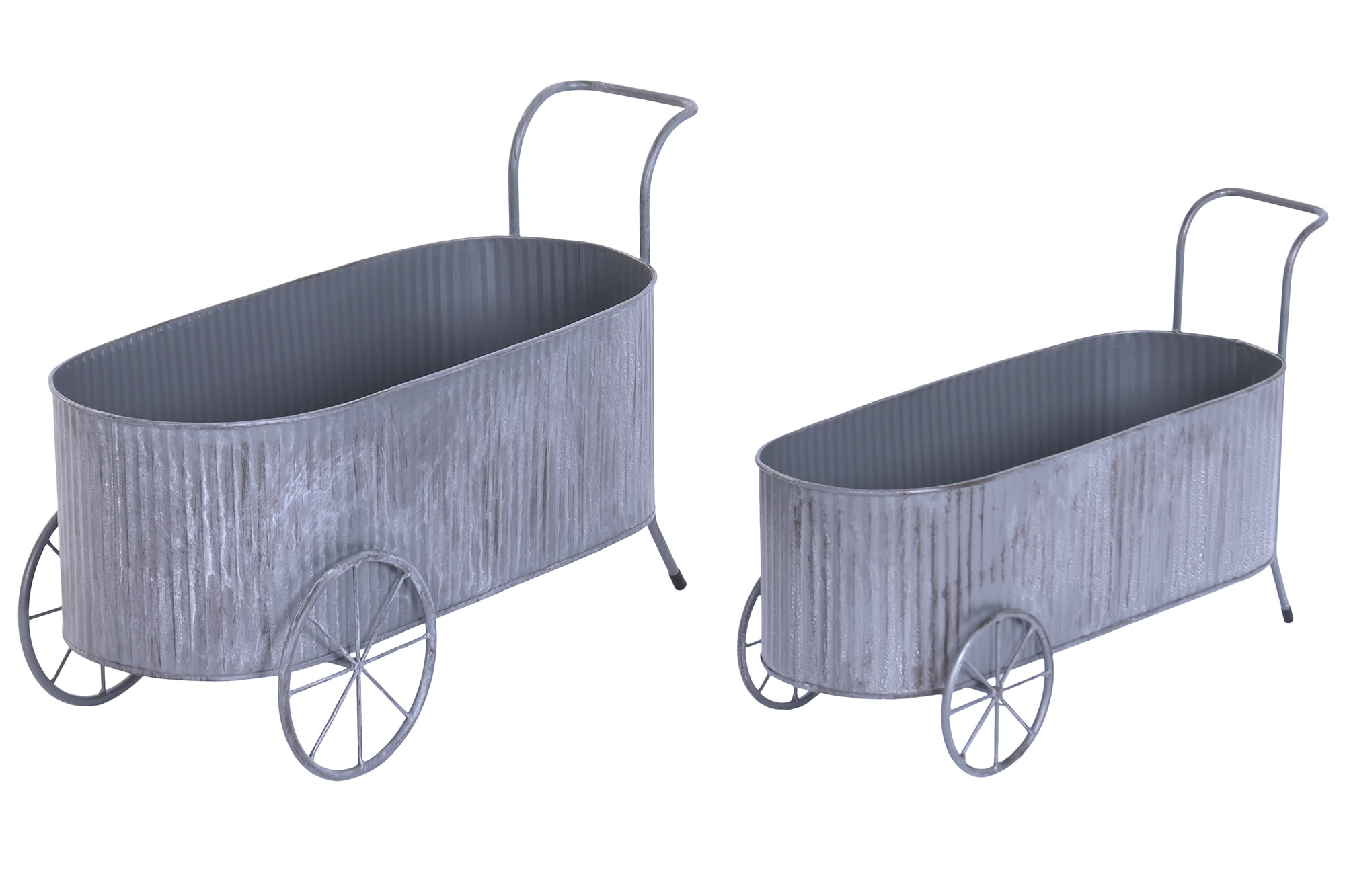 MACETERO SET 2 METAL 56X23X34 CARRO GRIS OSCURO