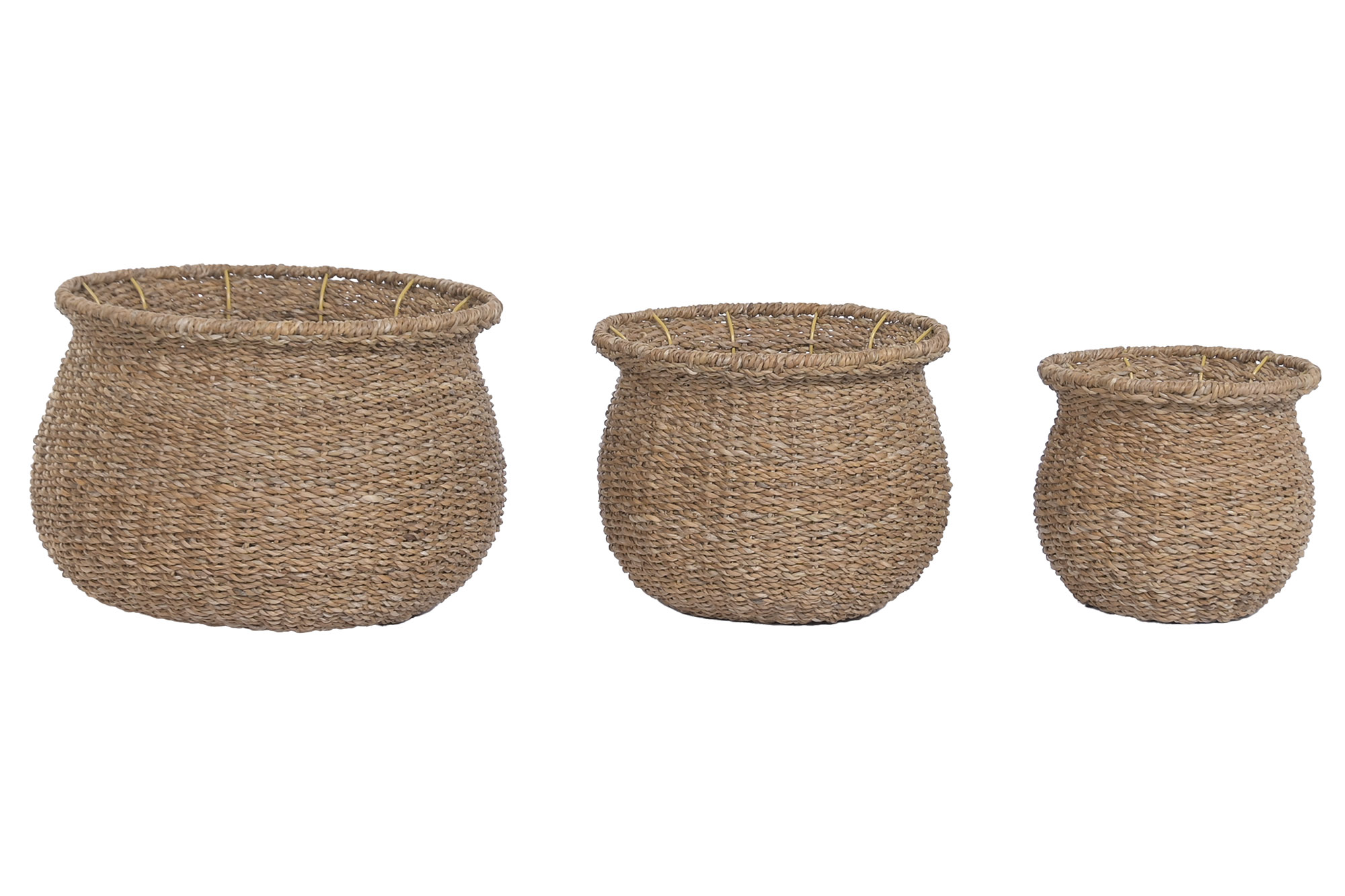 MACETERO SET 3 SEAGRASS PLASTICO 46X46X30 NATURAL