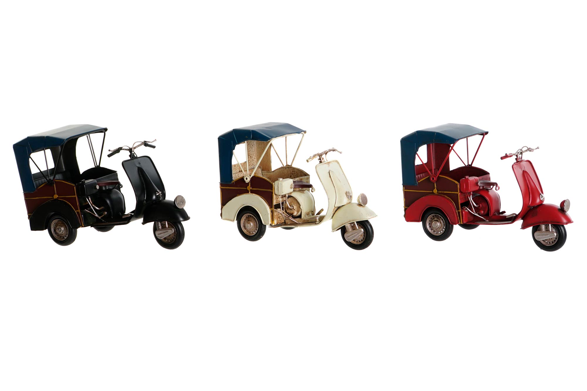 VEHICULO DECORACION METAL 26X10X17 TUK-TUK 3 SURT.