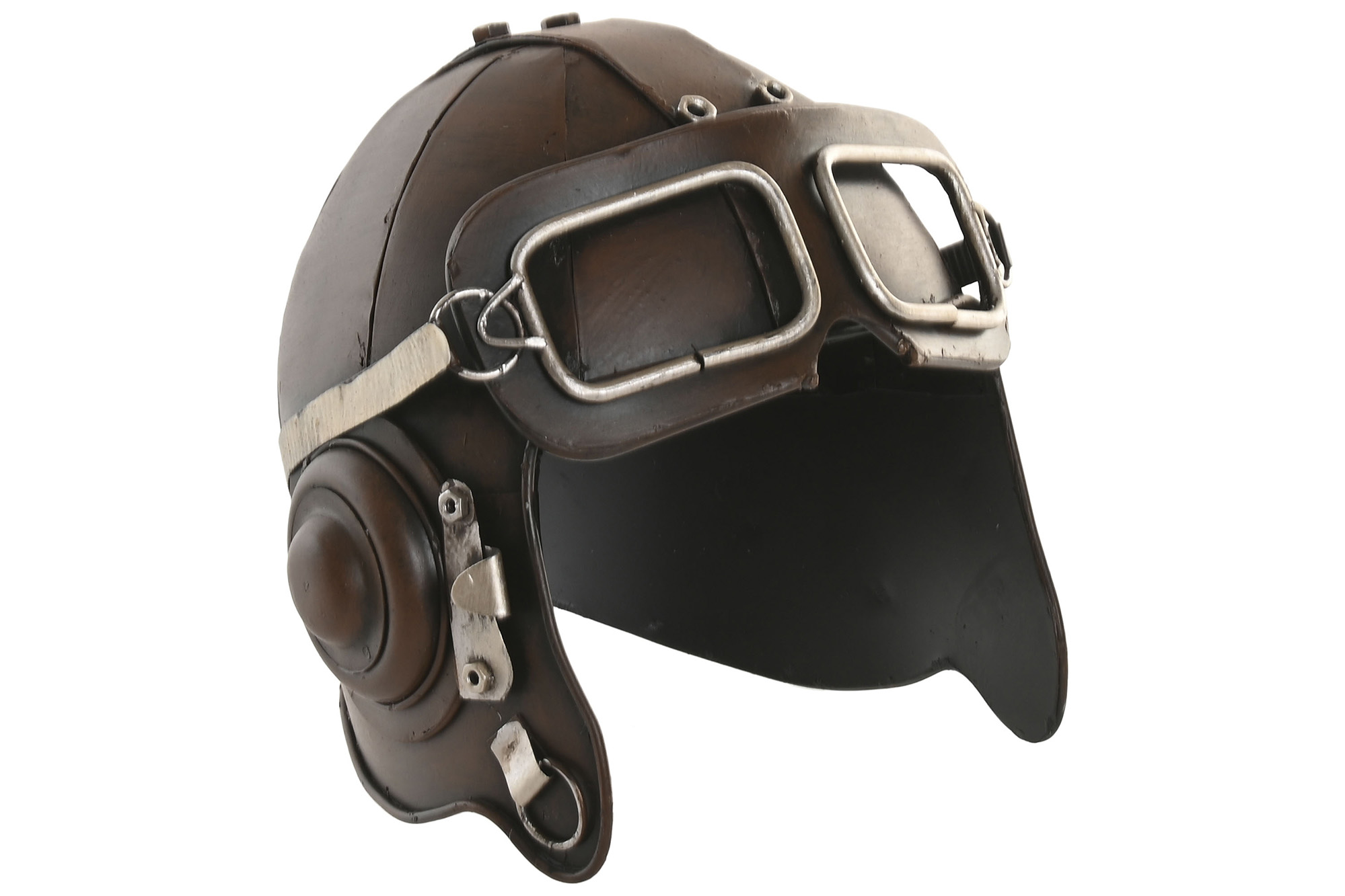 DECORACION METAL 14X16,5X14,5 CASCO AVIADOR MARRON