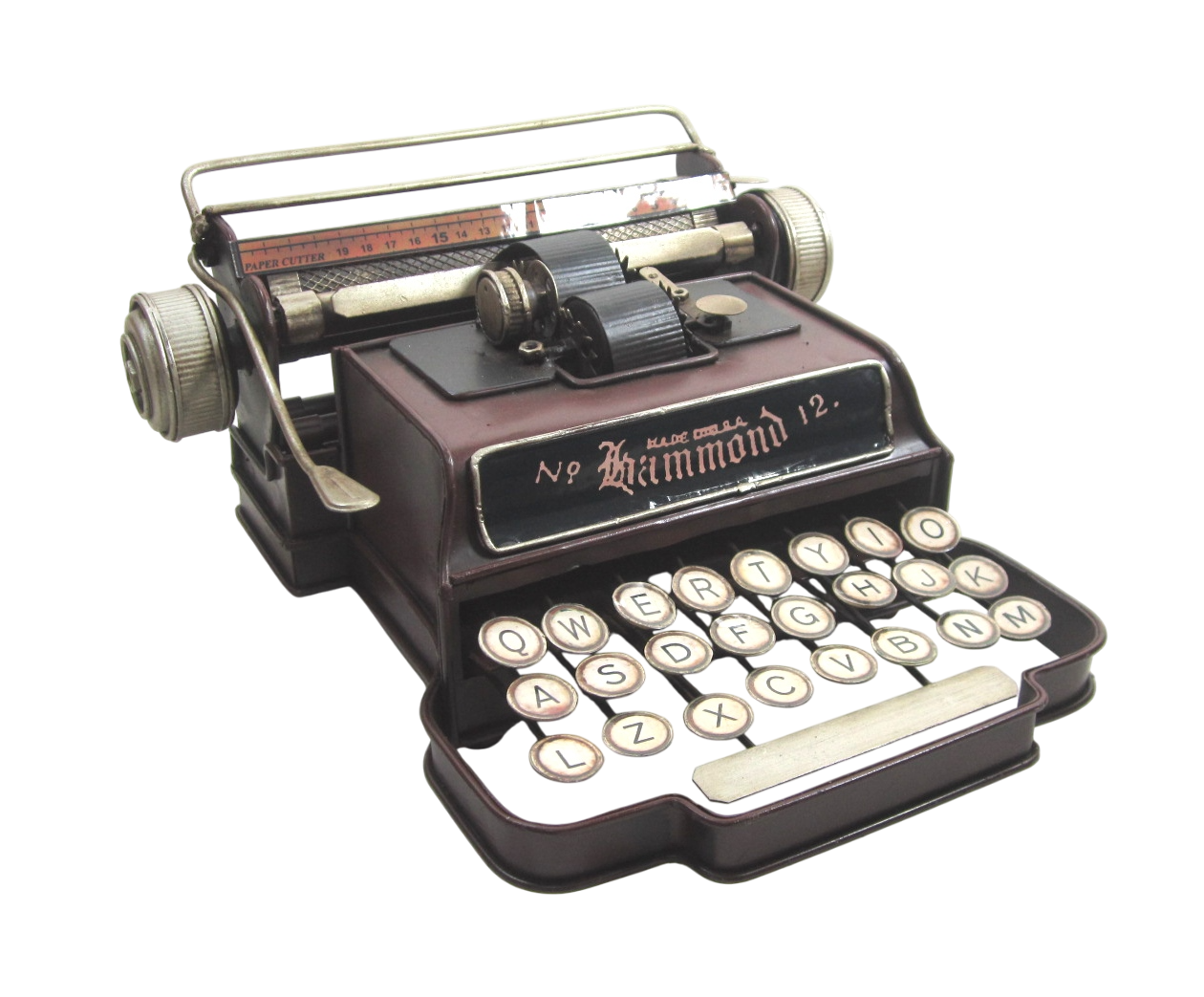 DECORACION METAL 27X26X13 MAQUINA ESCRIBIR MARRON