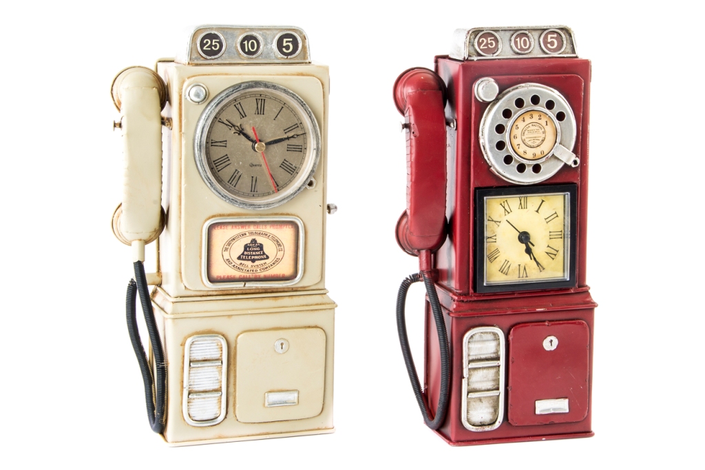 RELOJ SOBREMESA METAL 14X6X29 TELEFONO 2 SURT.
