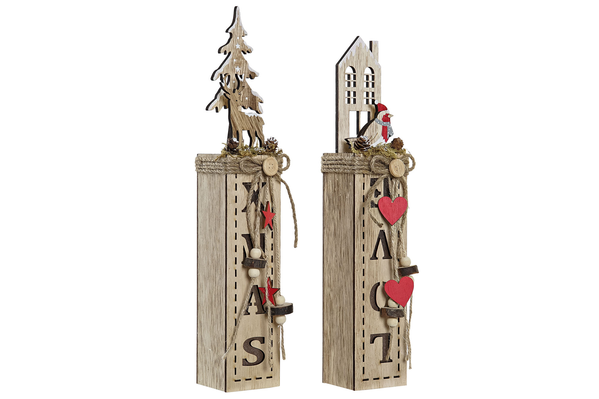 DECORACION LUMINOSA LED MADERA 6,5X7,5X36 2 SURT.