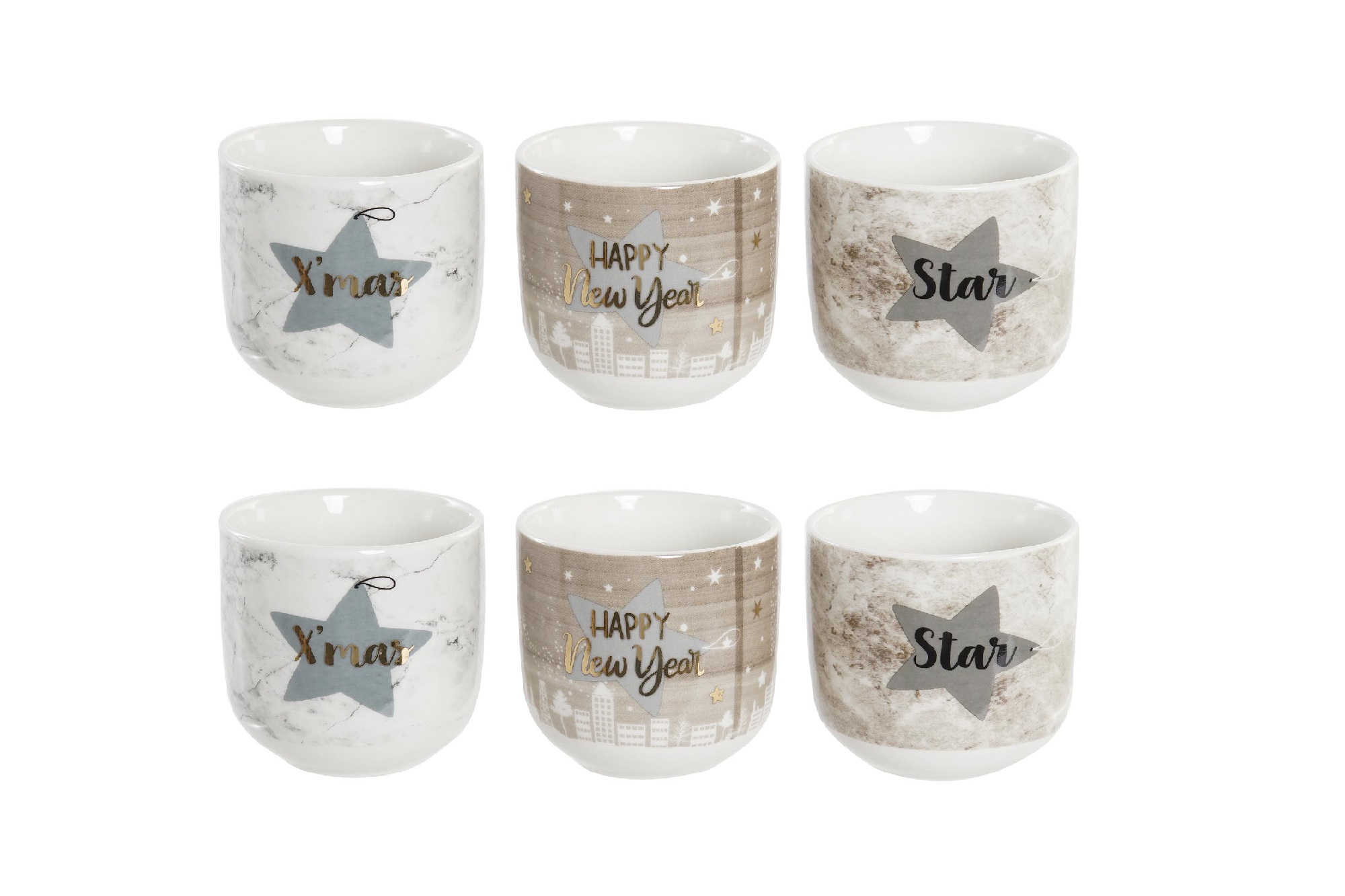 CAFE SET 6 PORCELANA 21X14X7 130ML ESTRELLA