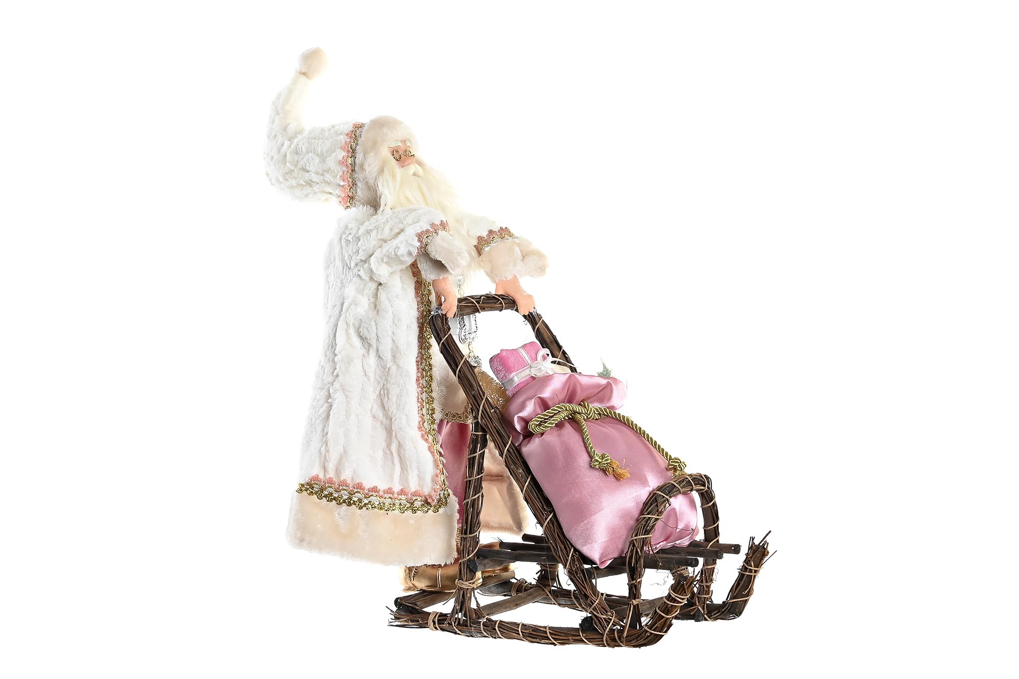 FIGURA POLIESTER MADERA 42X22X50 TRINEO ROSA