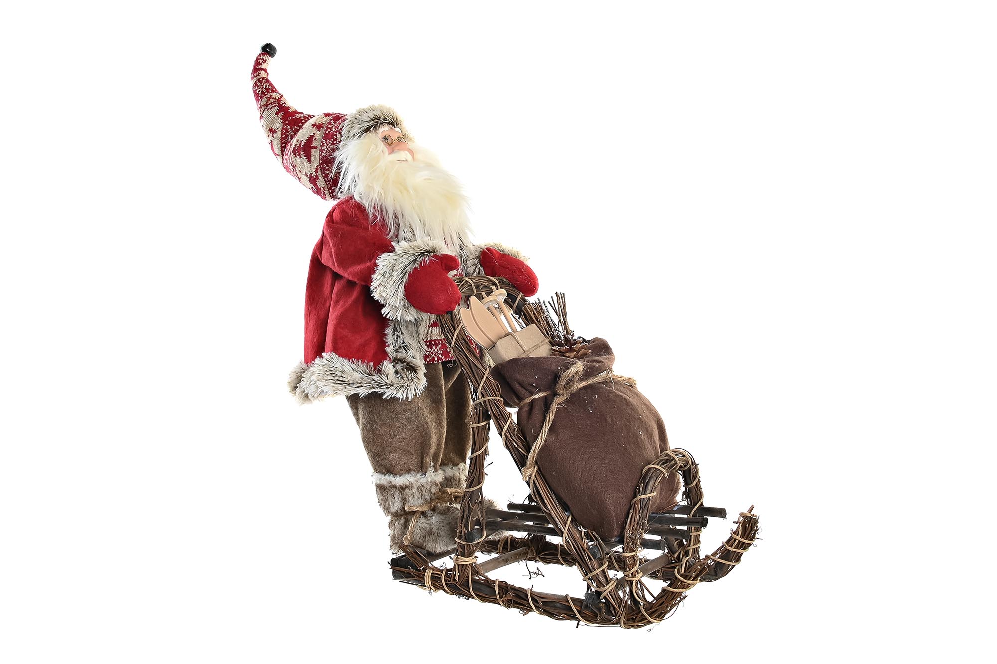 FIGURA POLIESTER MADERA 42X22X48 TRINEO ROJO