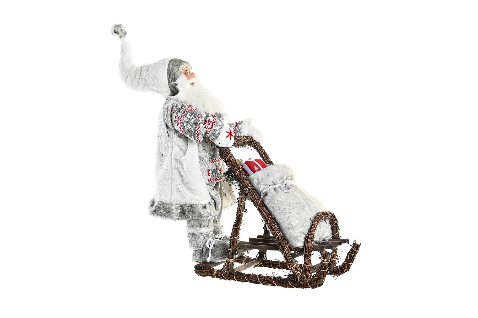 FIGURA POLIESTER MADERA 42X22X48 TRINEO GRIS