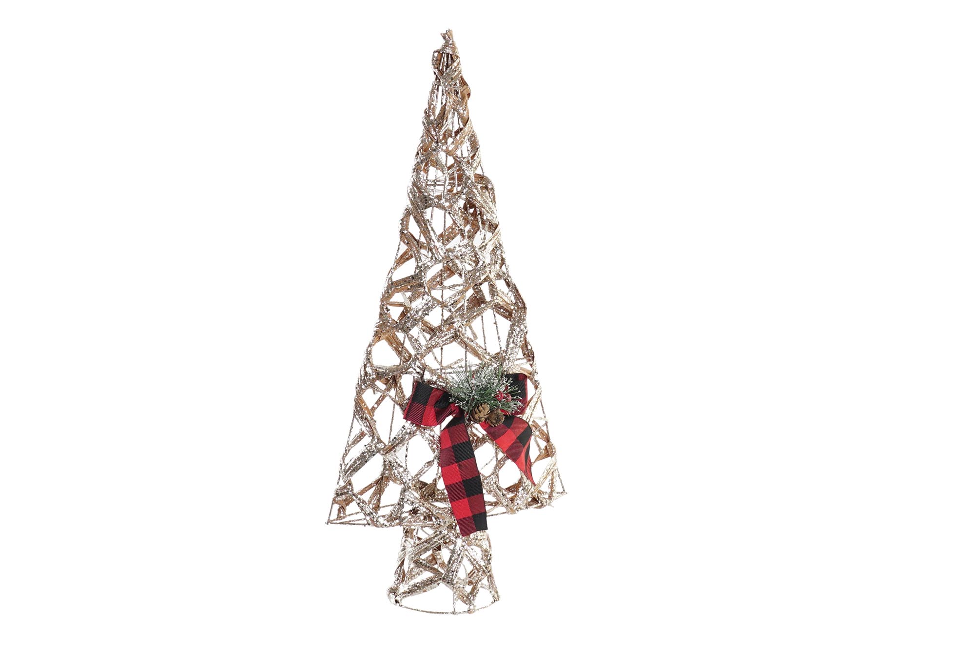 ARBOL LED RATAN 30X11X60 3AA PLATEADO NATURAL